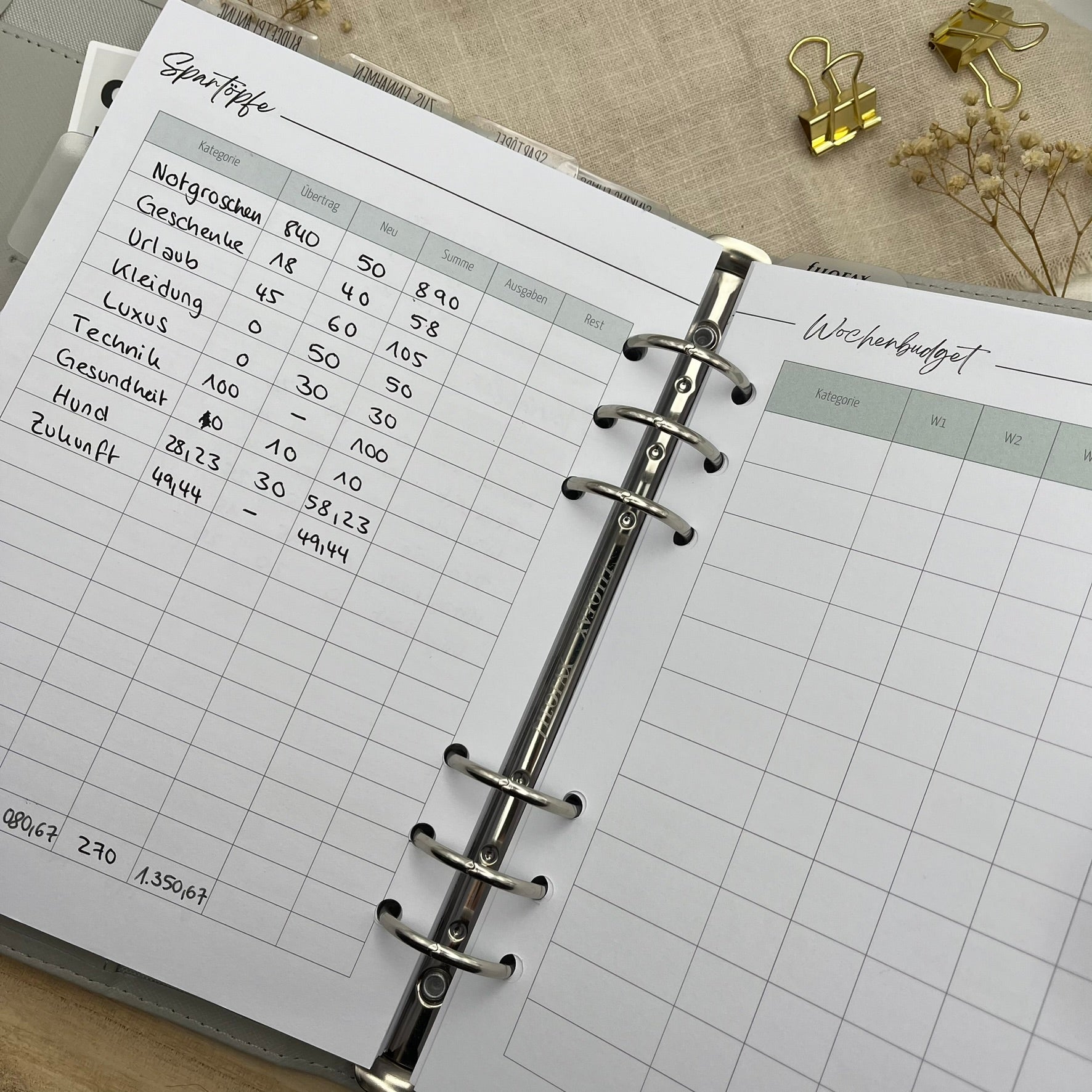 Zusatzeinlagen für den Budgetplaner