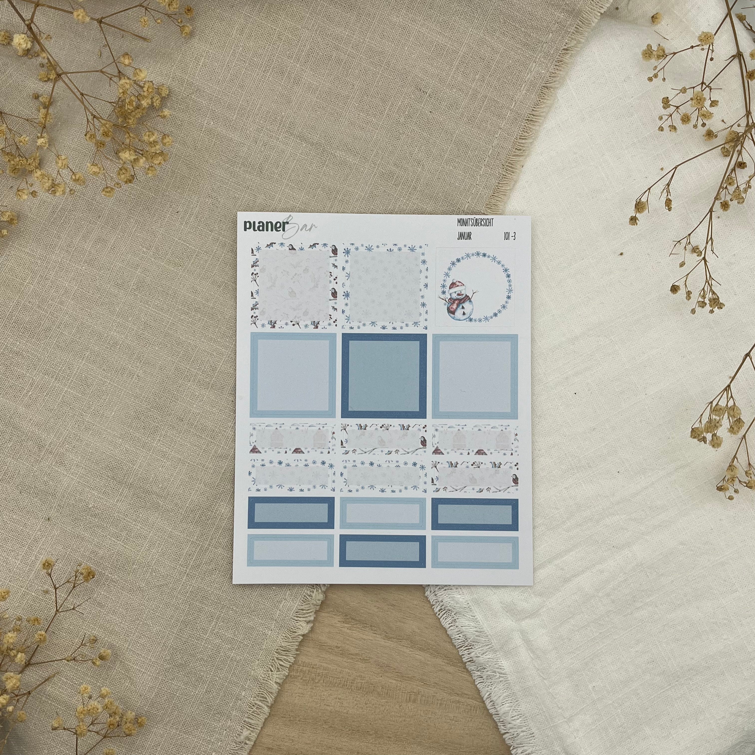 Januar - Winter Wonderland - Sticker Sheet Monatsübersicht - Set 101