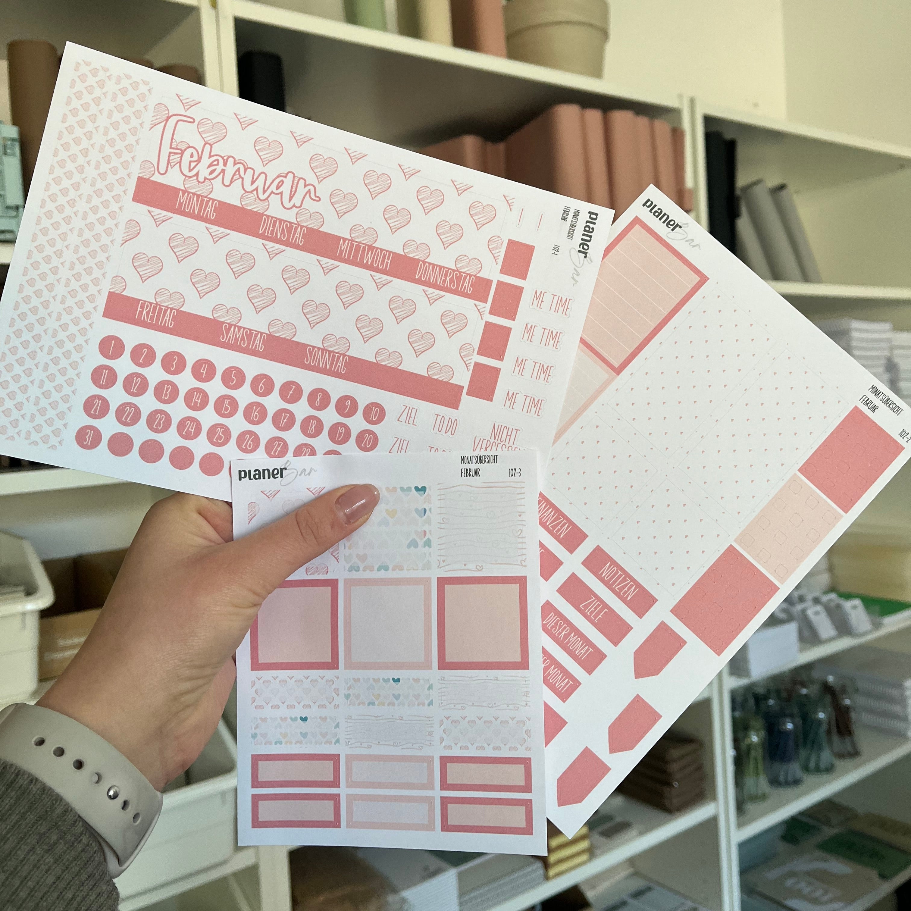 Februar - Love - Sticker Sheet Monatsübersicht - Set 102