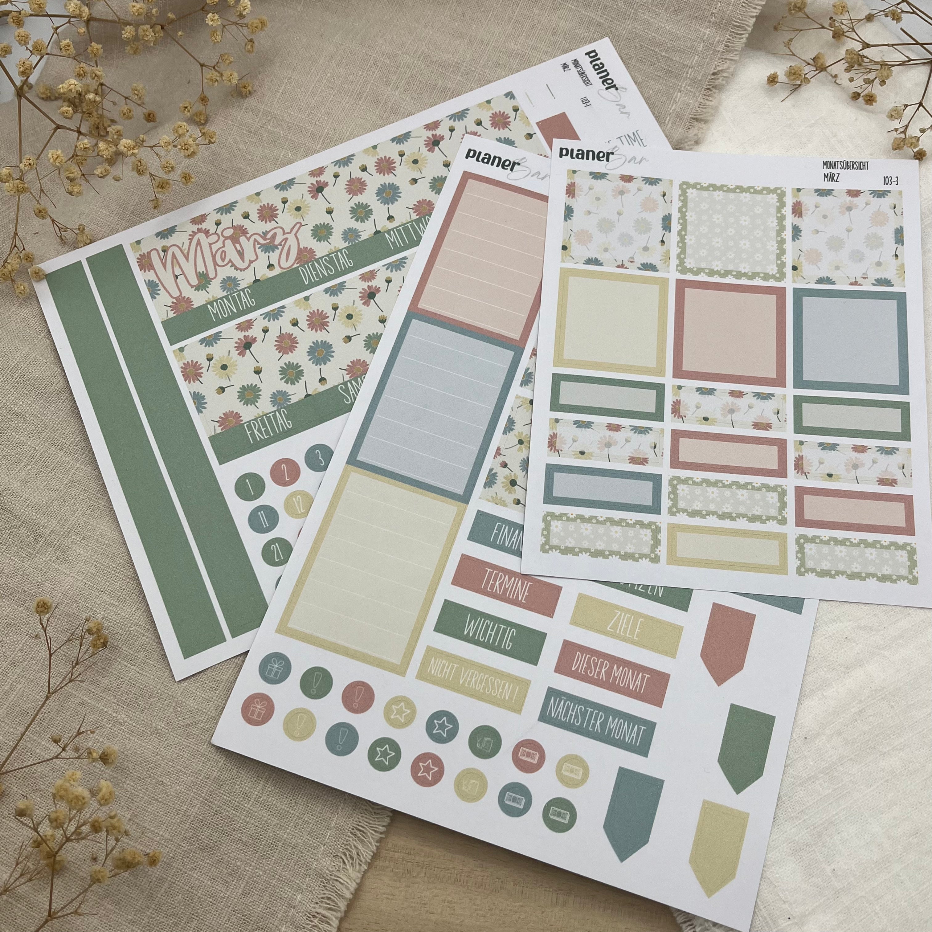 März - Daisy Days- Sticker Sheet Monatsübersicht - Set 103