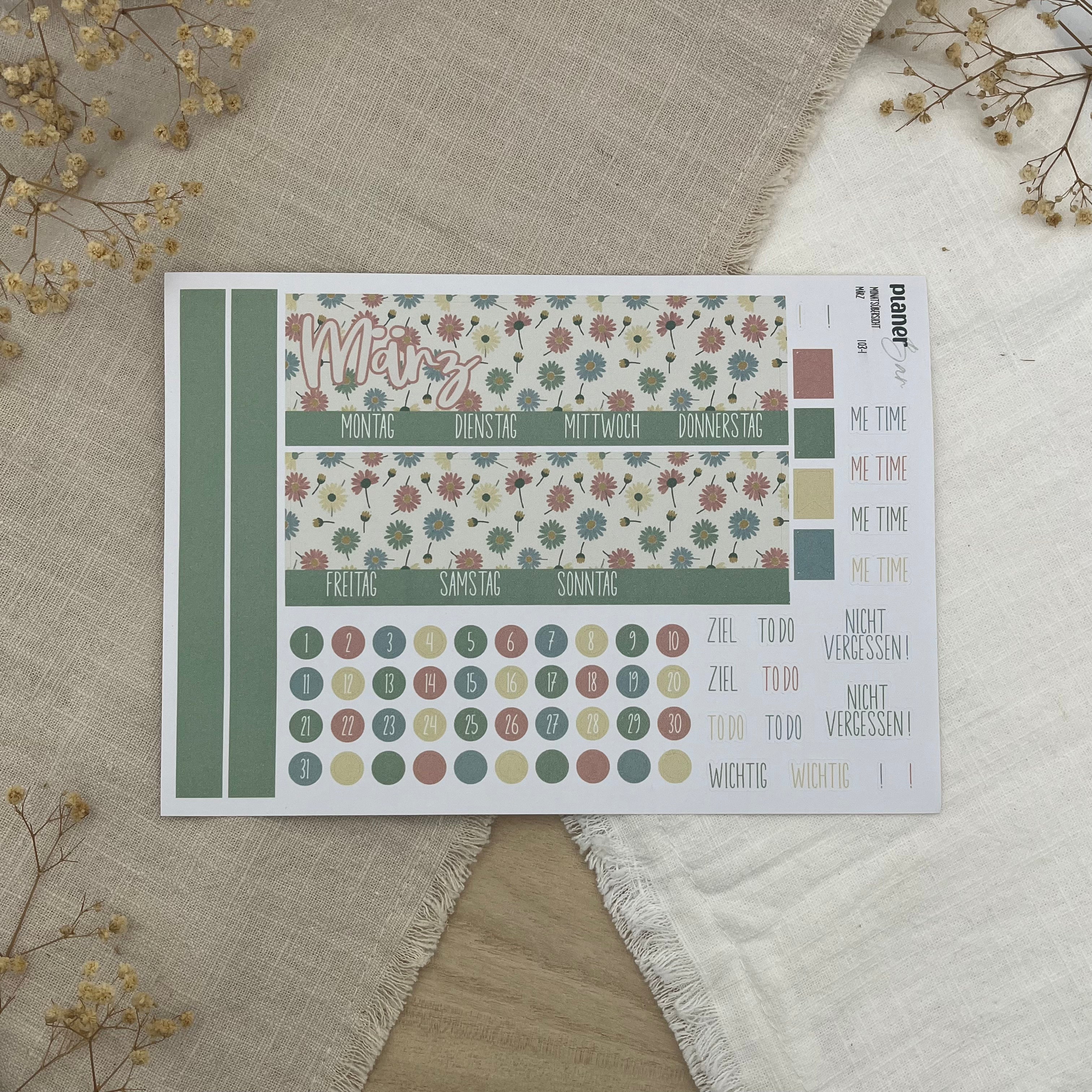 März - Daisy Days- Sticker Sheet Monatsübersicht - Set 103