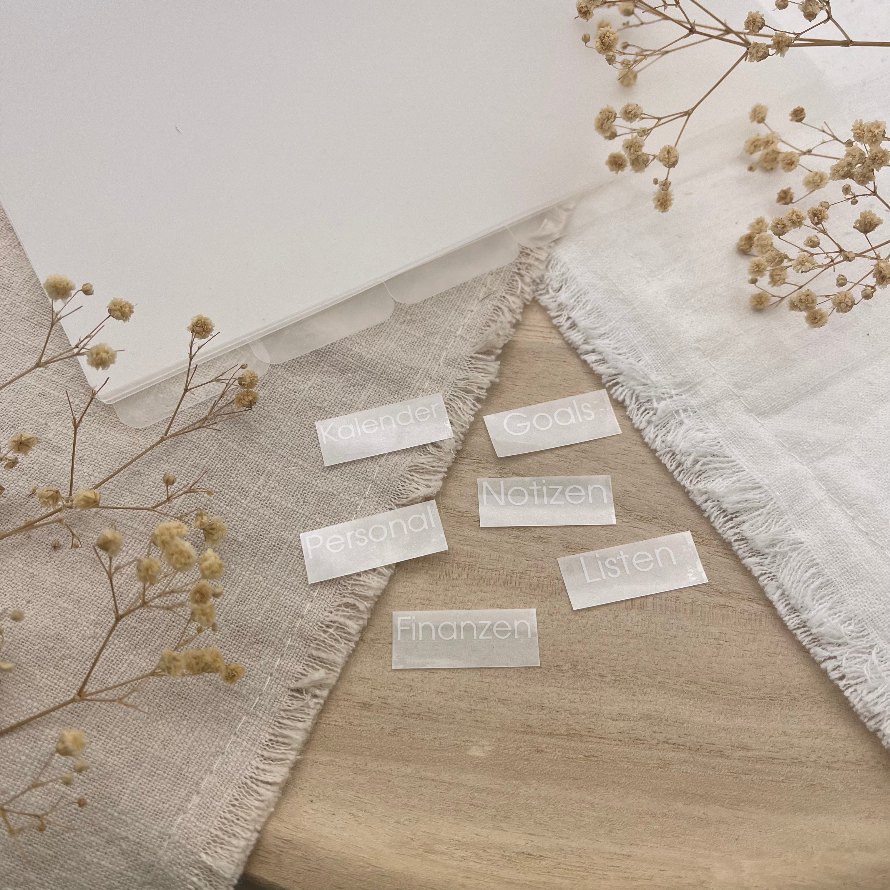 Schriftzugetiketten für A5 Register