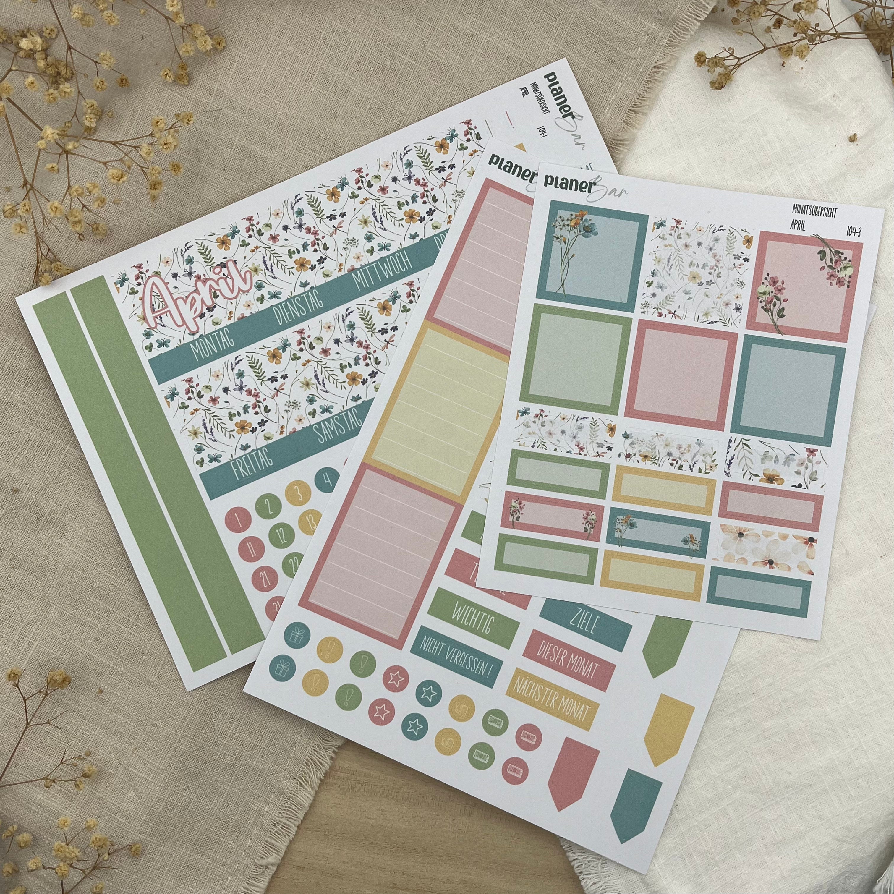 April - Wildflower Garden Sticker Sheet Monatsübersicht - Set 104