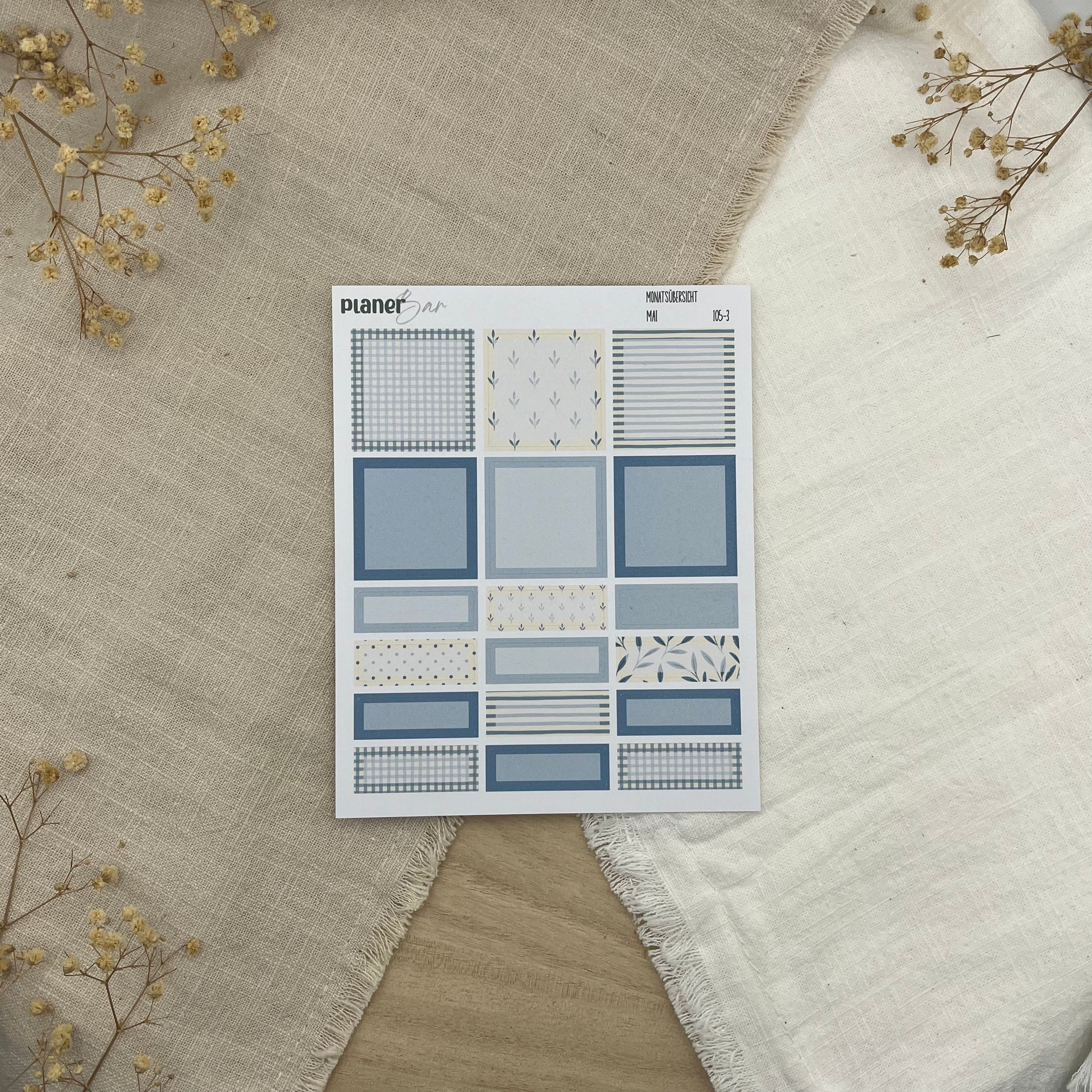 Mai - Cottage Blues - Sticker Sheet Monatsübersicht - Set 105