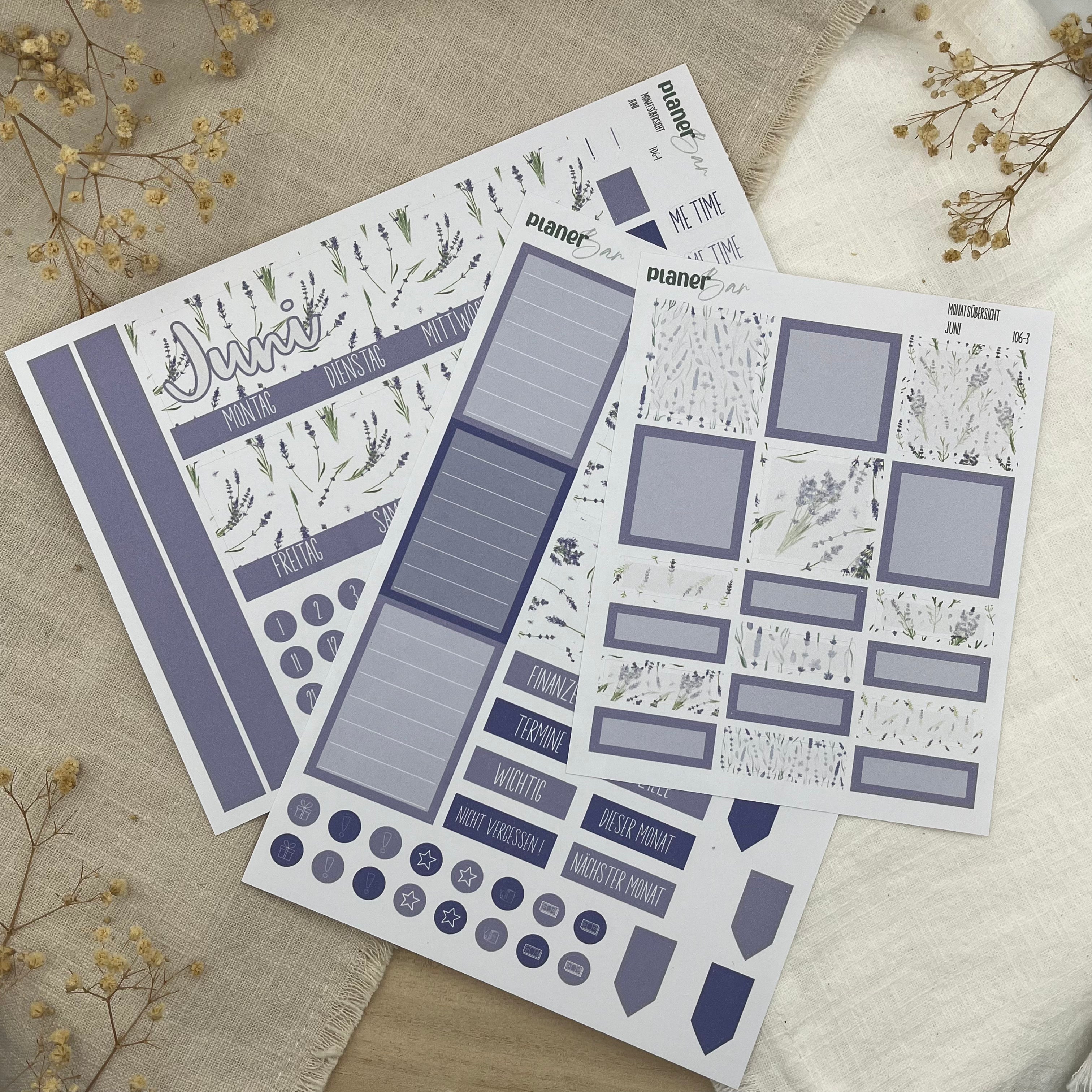 Juni - Lavender Dream- Sticker Sheet Monatsübersicht - Set 106
