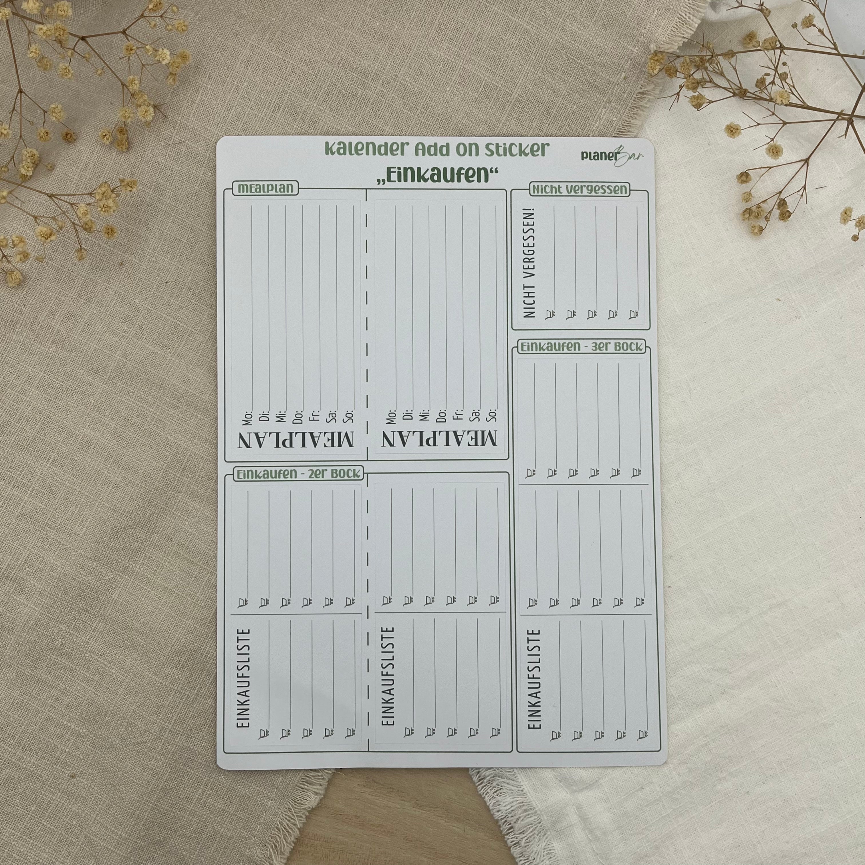 Kalender Add On Sticker - Einkaufen