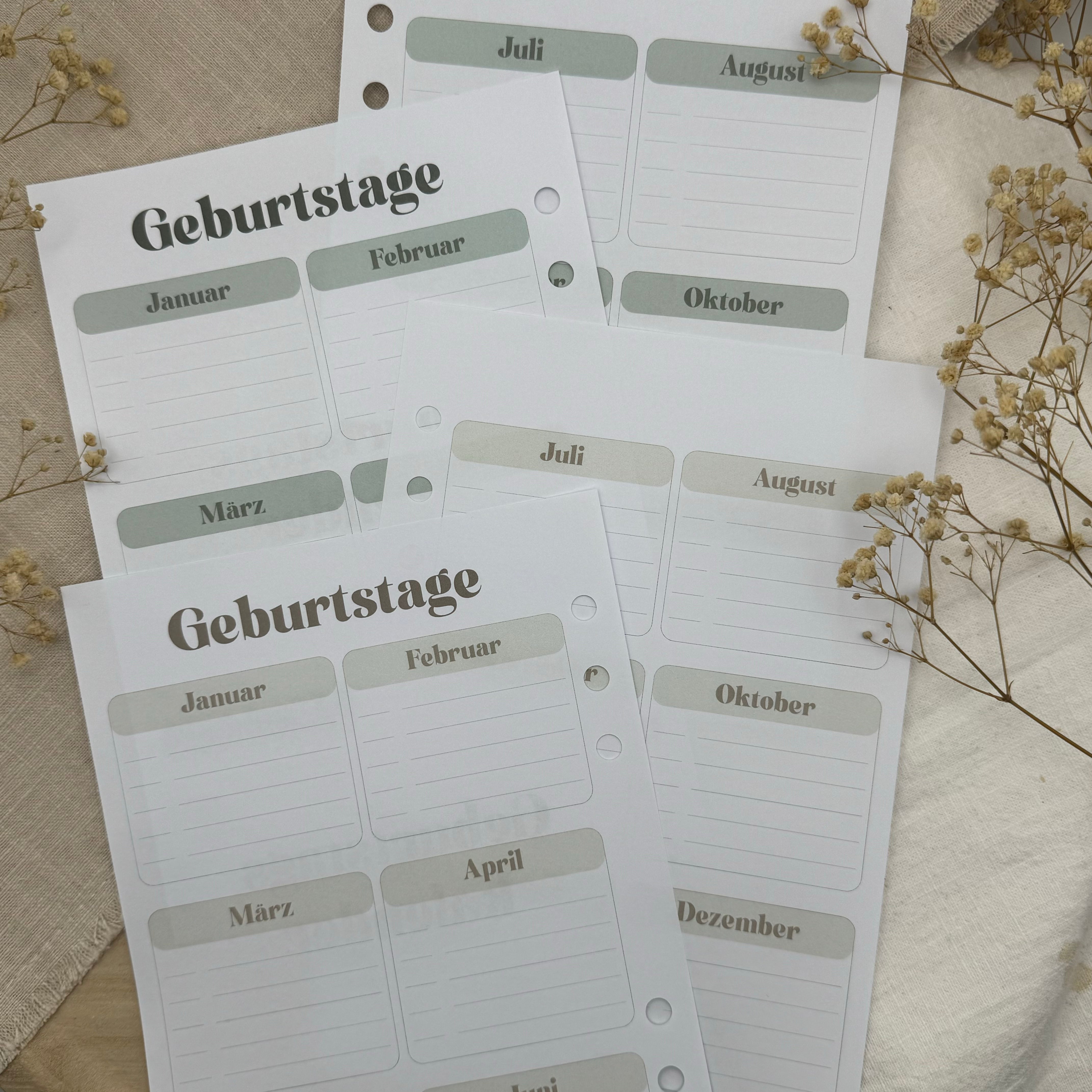 Geburtstagskalender - Zusatzeinlage