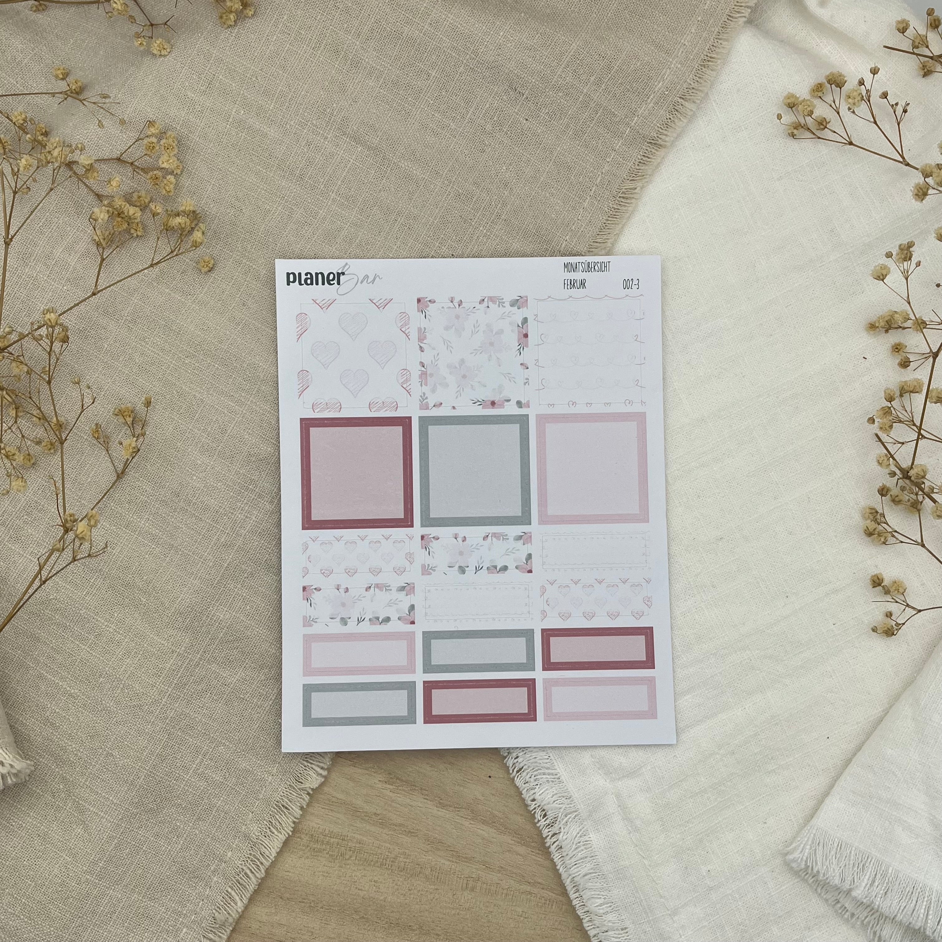Februar - Blush of Love - Sticker Sheet Monatsübersicht - Set 002