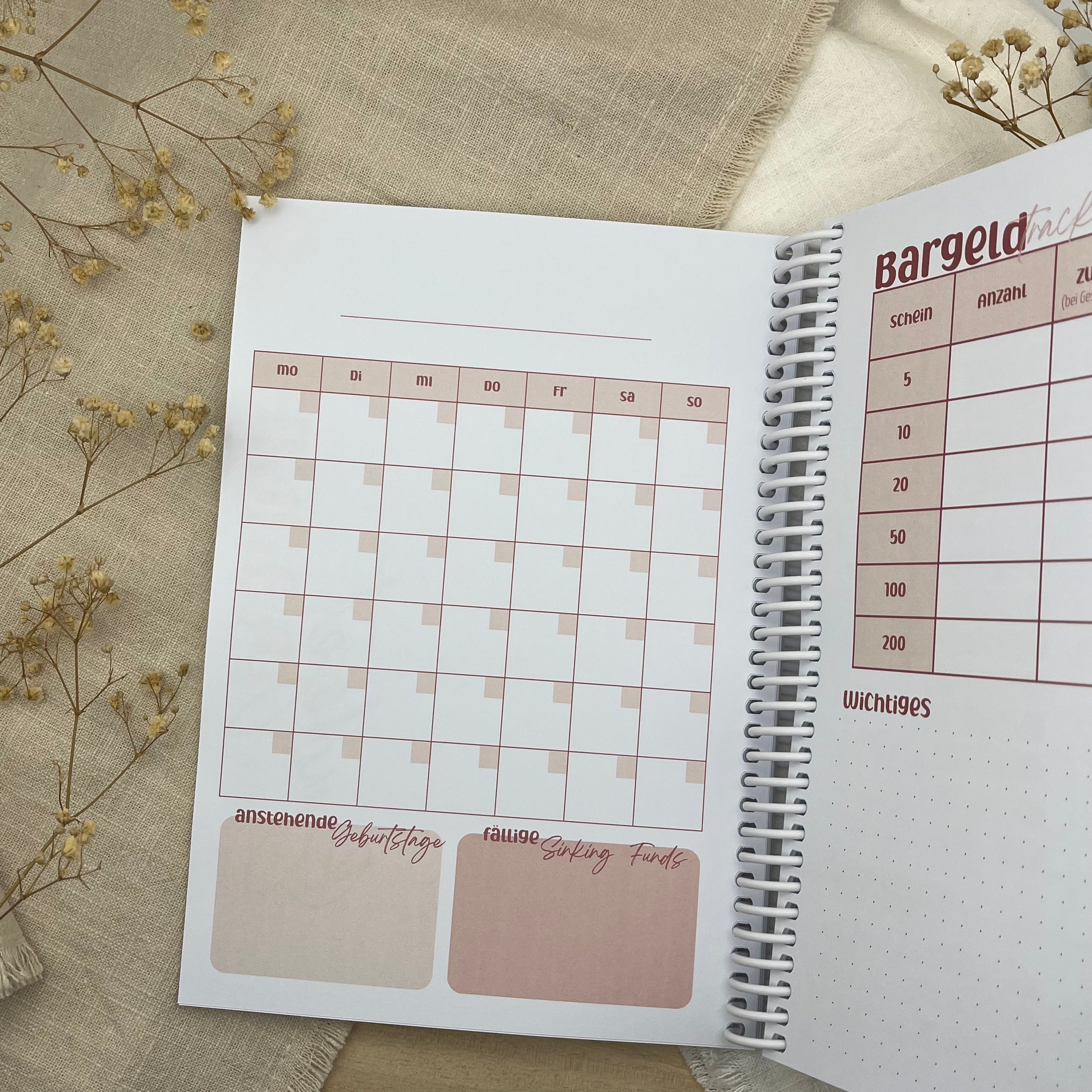 Budgetplaner Einlagen - Rosa Edition