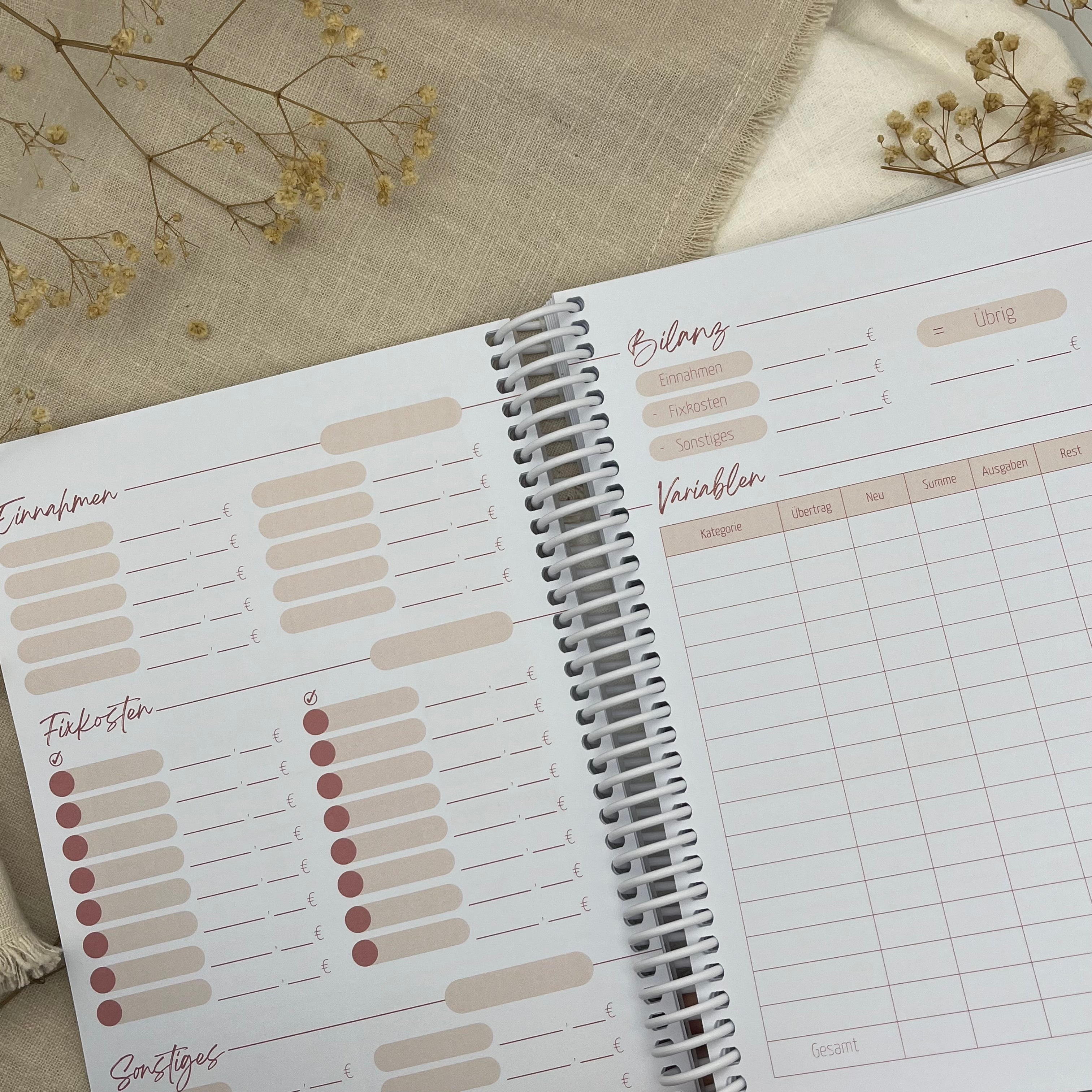 Budgetplaner Einlagen - Rosa Edition