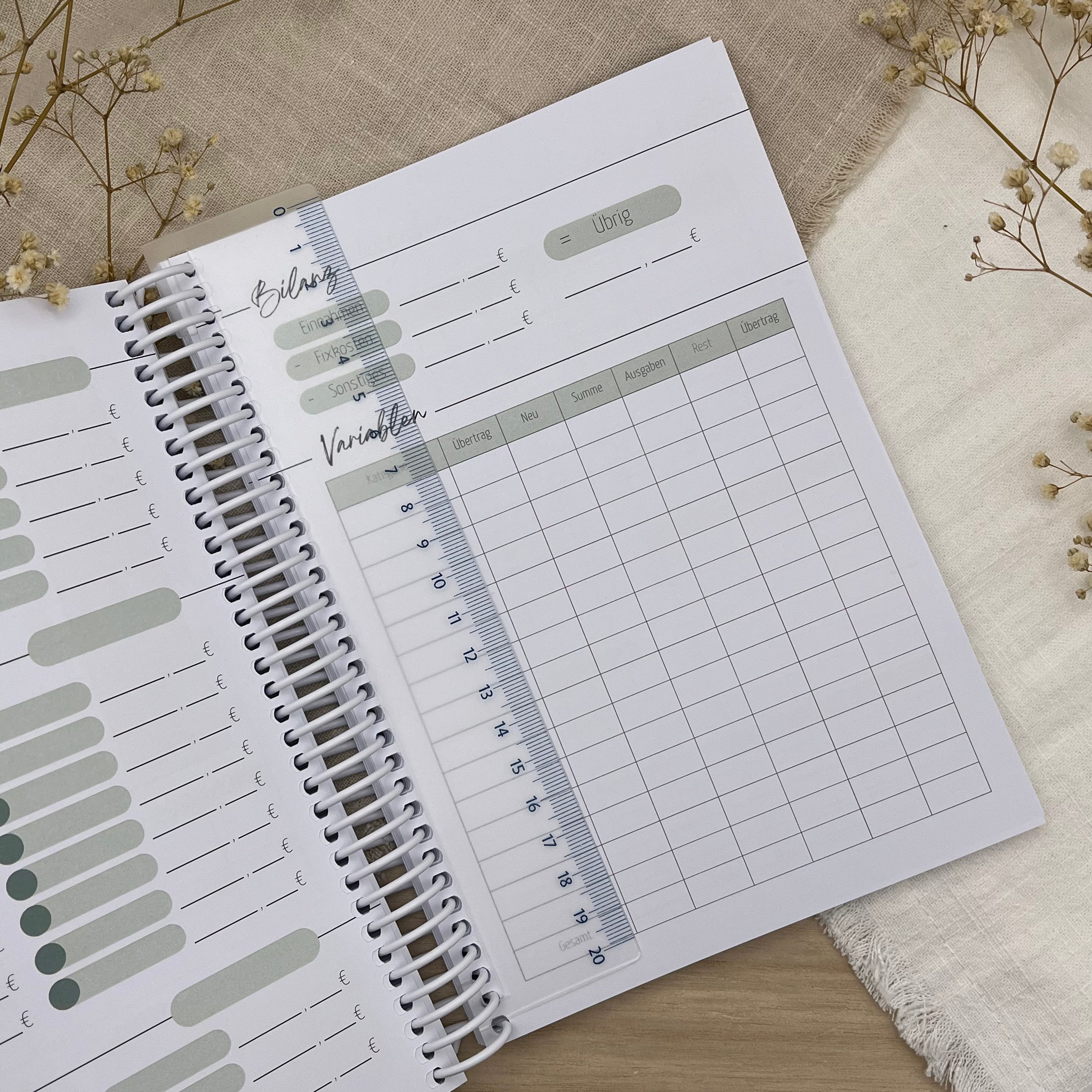 Lesezeichen-Lineal für den Budgetplaner (Ringbuch)