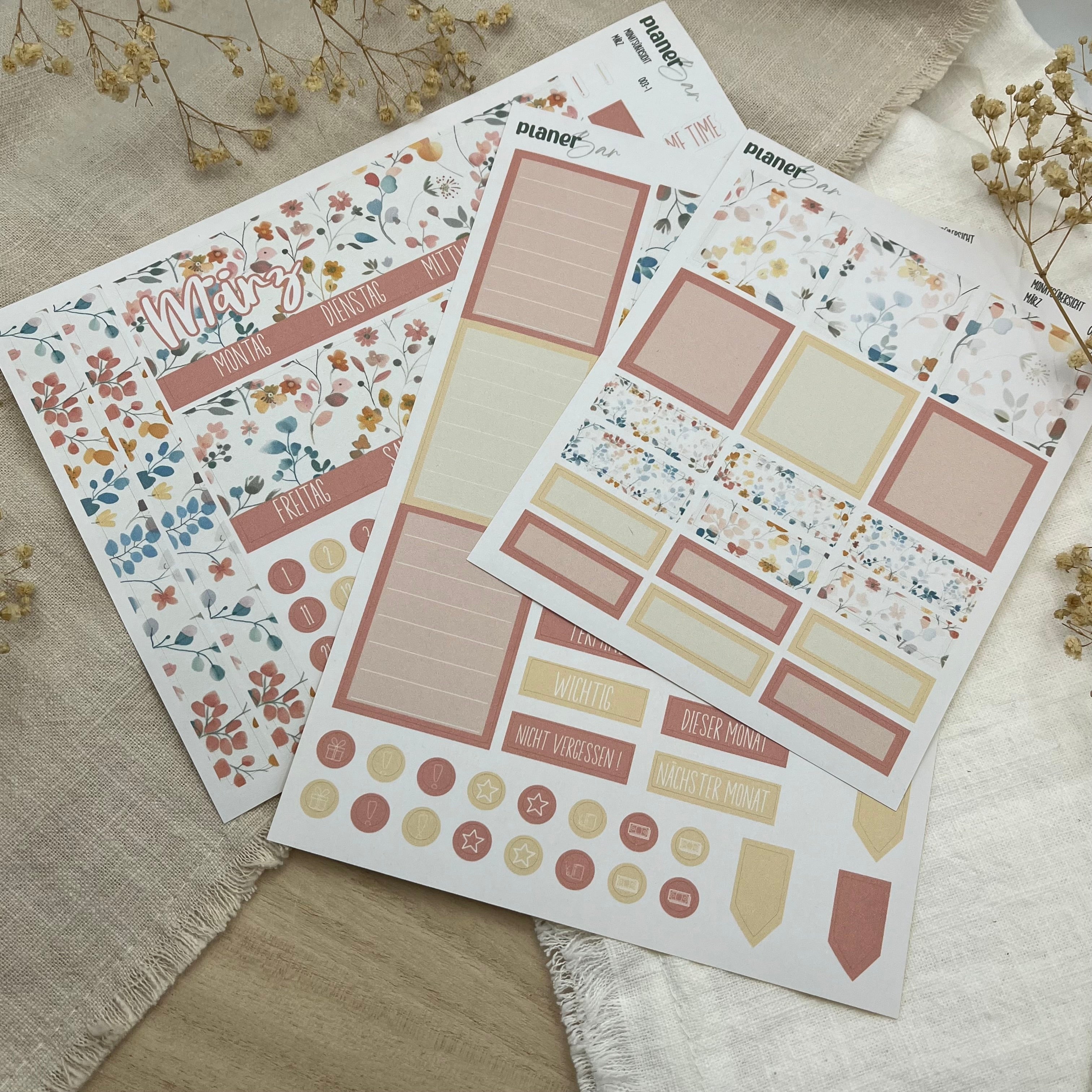 März - Spring Bliss - Sticker Sheet Monatsübersicht - Set 003