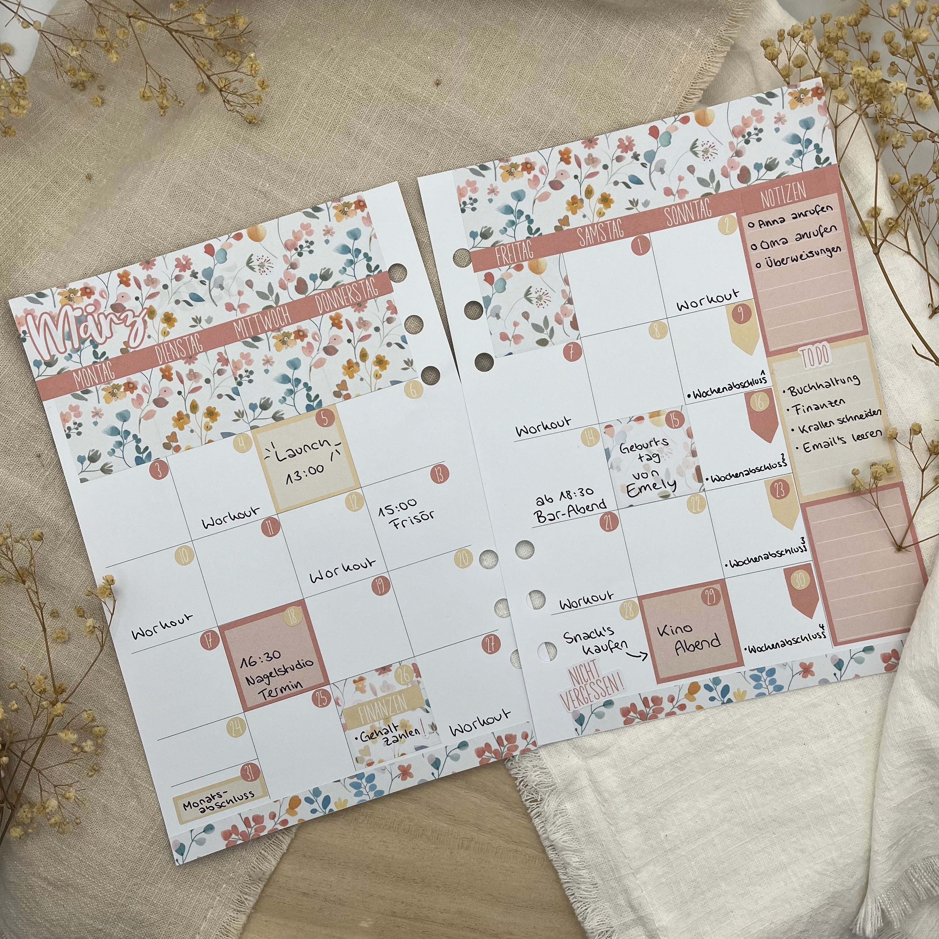 März - Spring Bliss - Sticker Sheet Monatsübersicht - Set 003