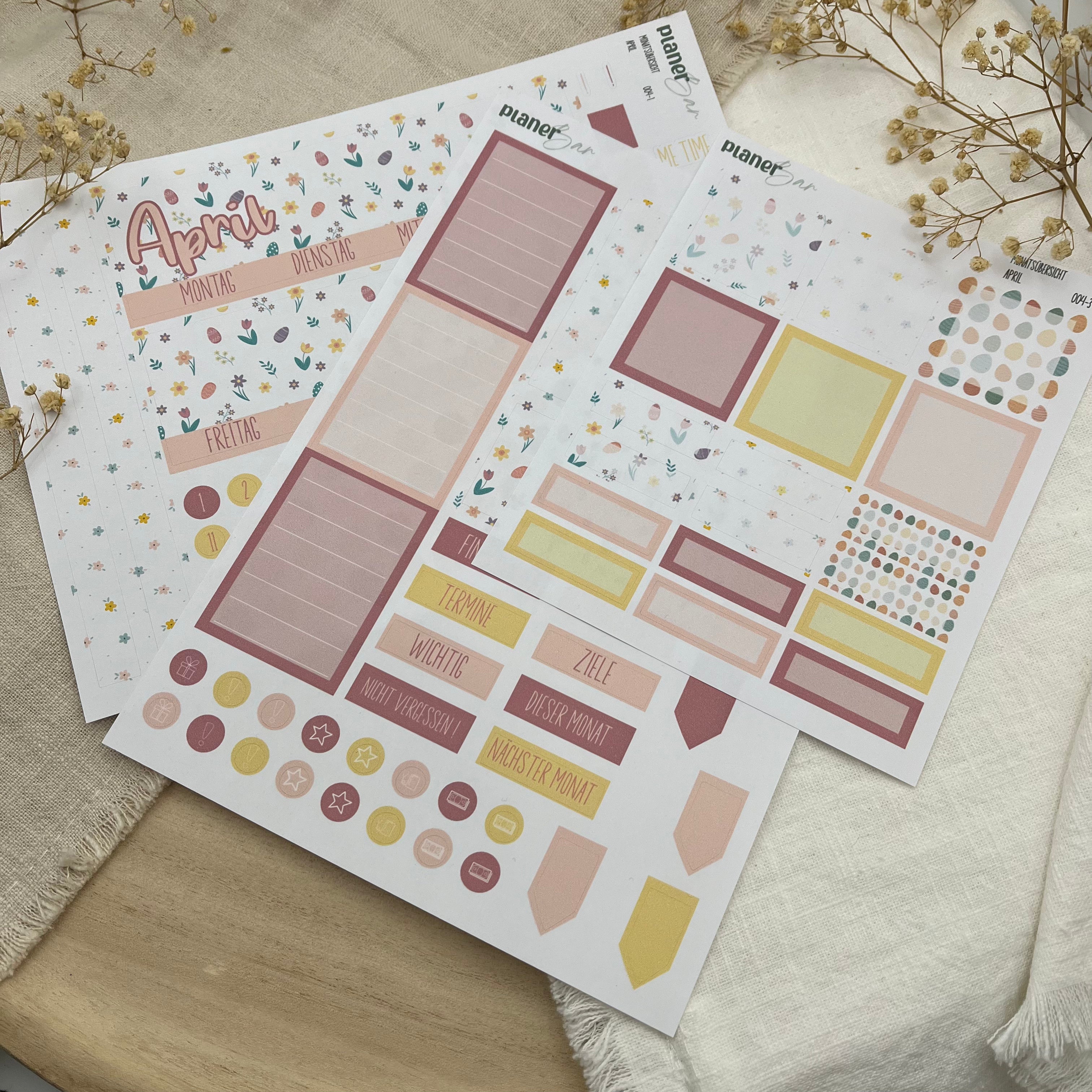 April - Easter Morning - Sticker Sheet Monatsübersicht - Set 004