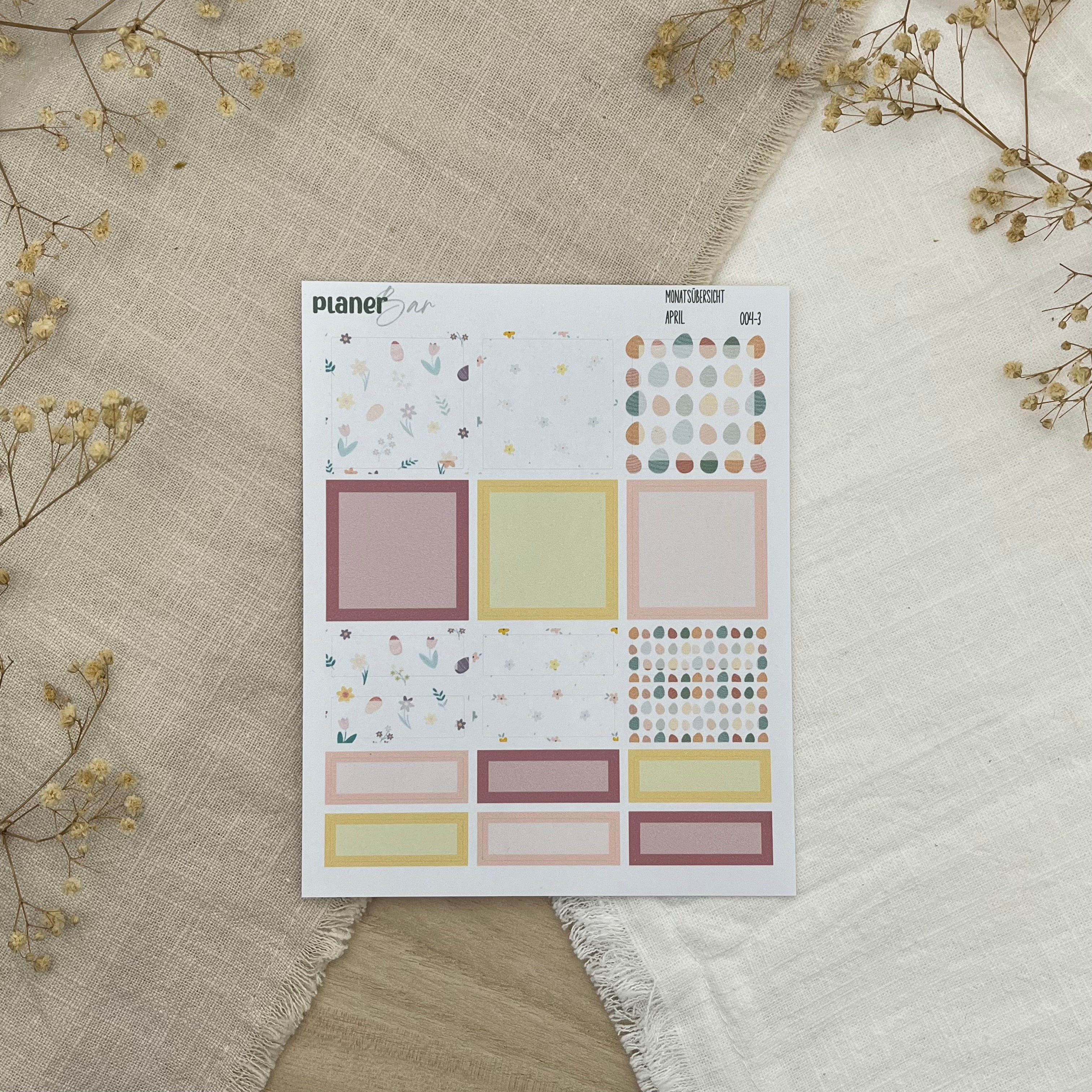 April - Easter Morning - Sticker Sheet Monatsübersicht - Set 004