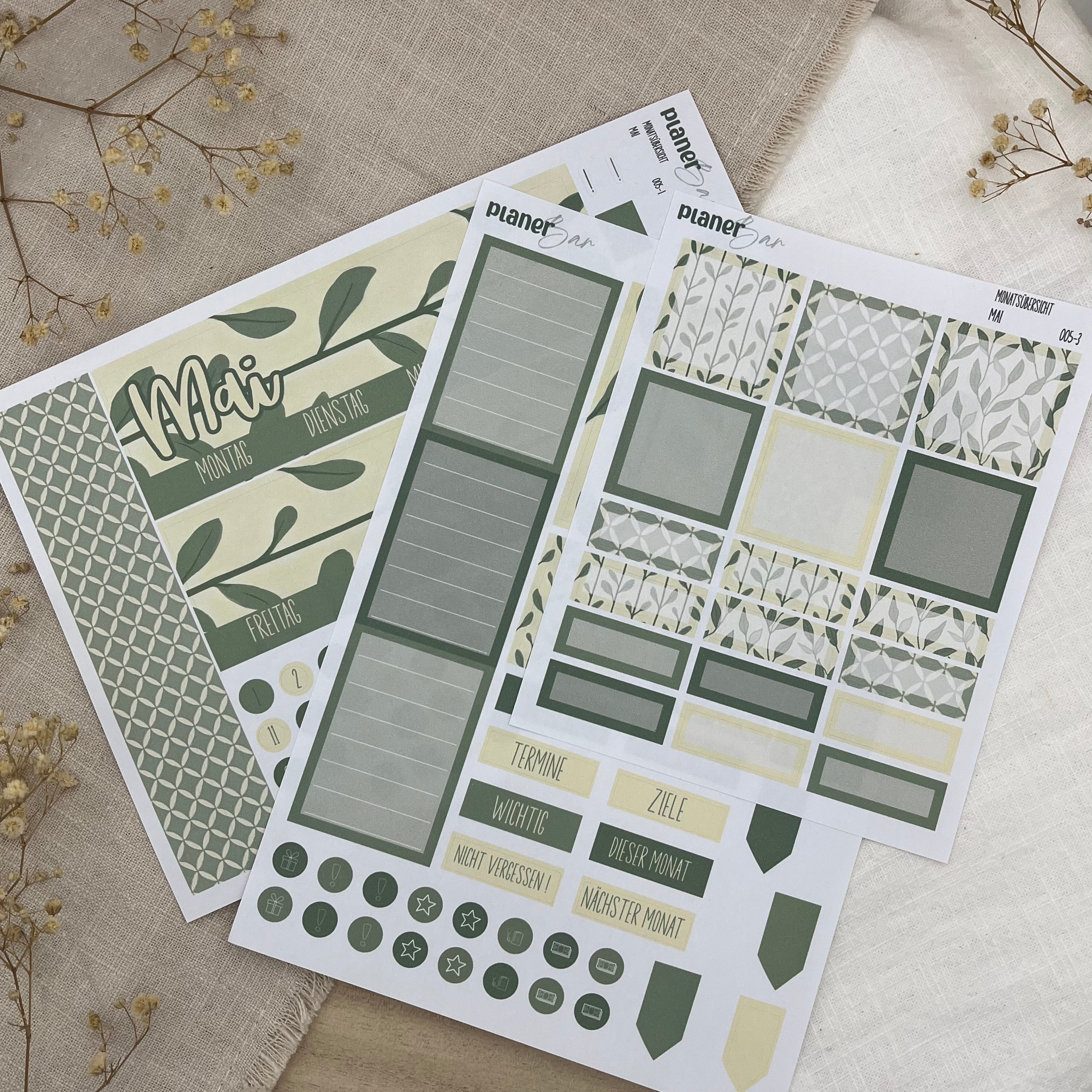 Mai - Nature Notes - Sticker Sheet Monatsübersicht - Set 005