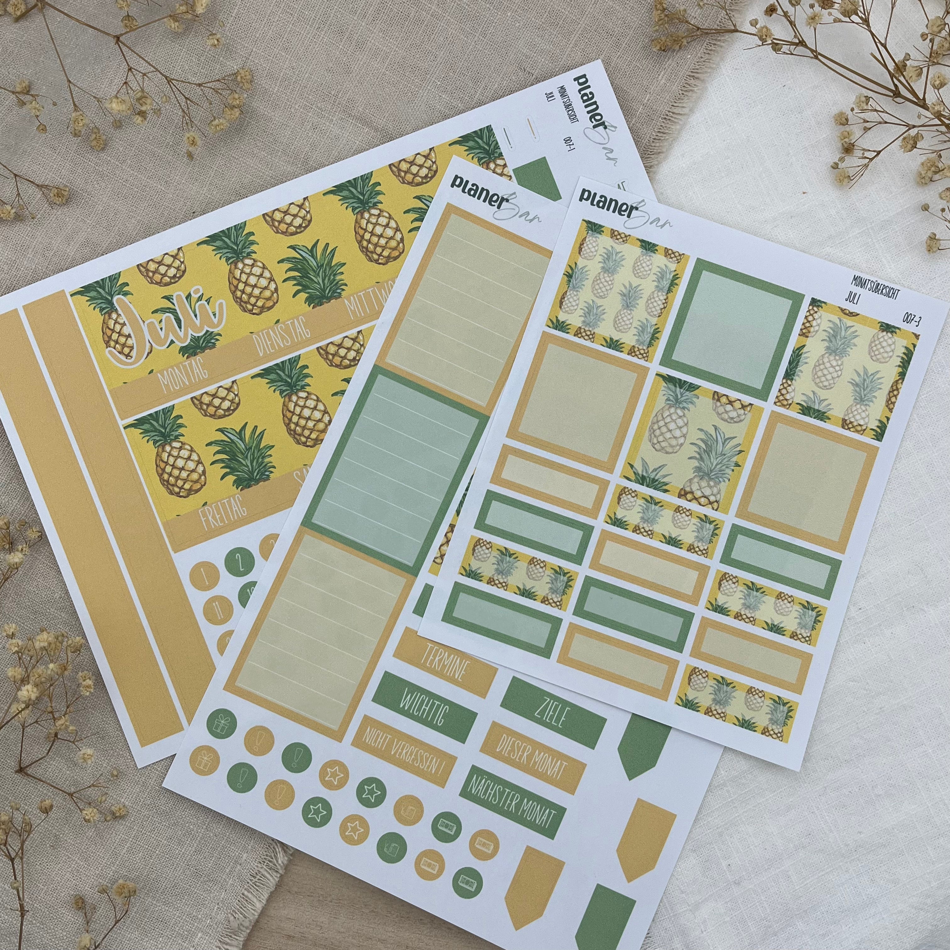 Juli - Tropic Twist - Sticker Sheet Monatsübersicht - Set 007