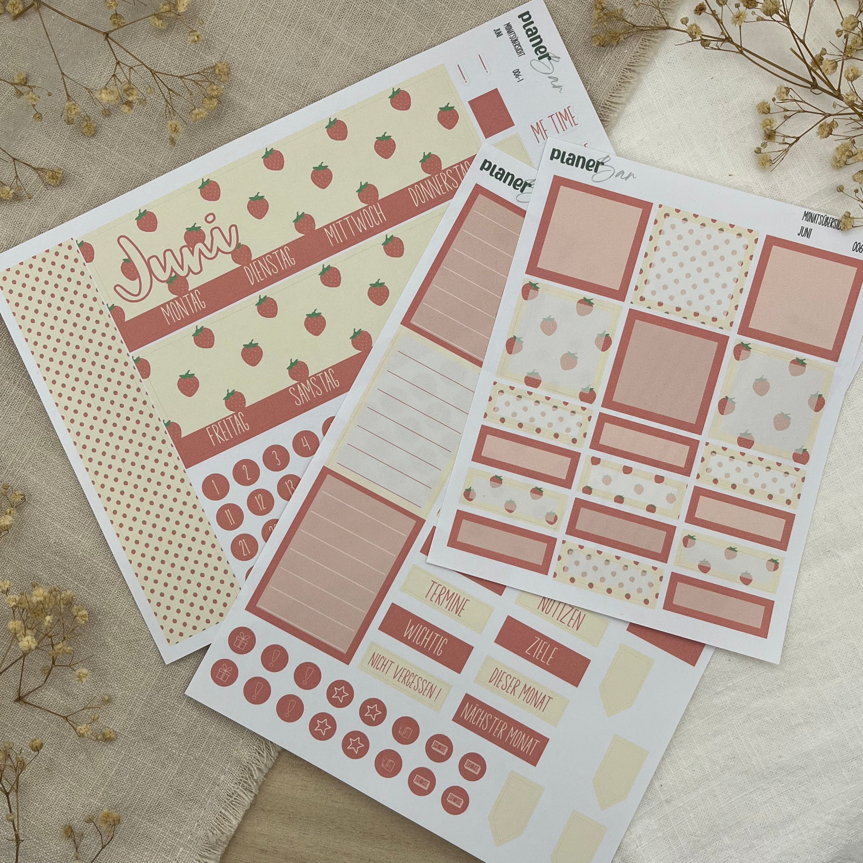 Juni - Sweet June - Sticker Sheet Monatsübersicht - Set 006