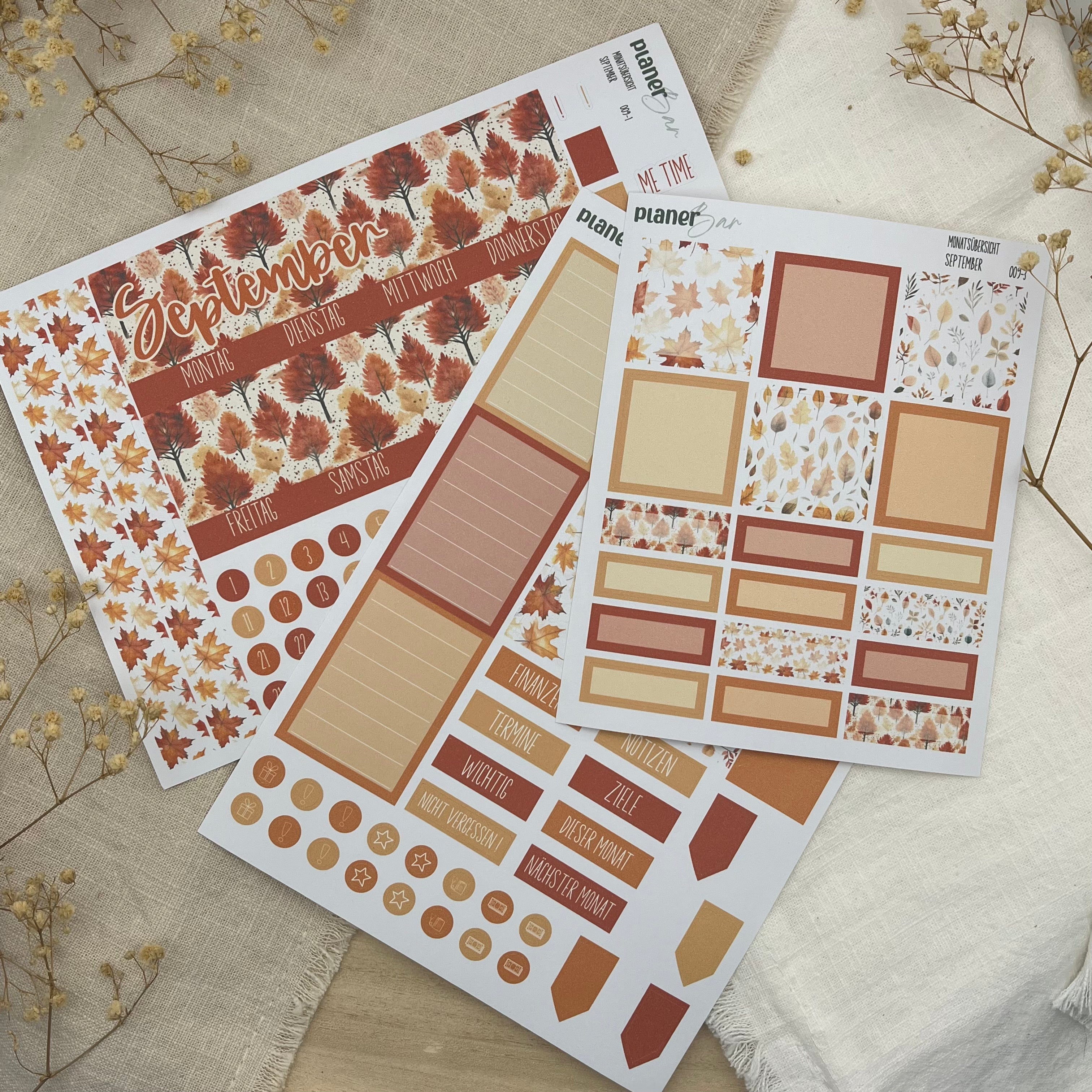 September - Golden Hour - Sticker Sheet Monatsübersicht - Set 009