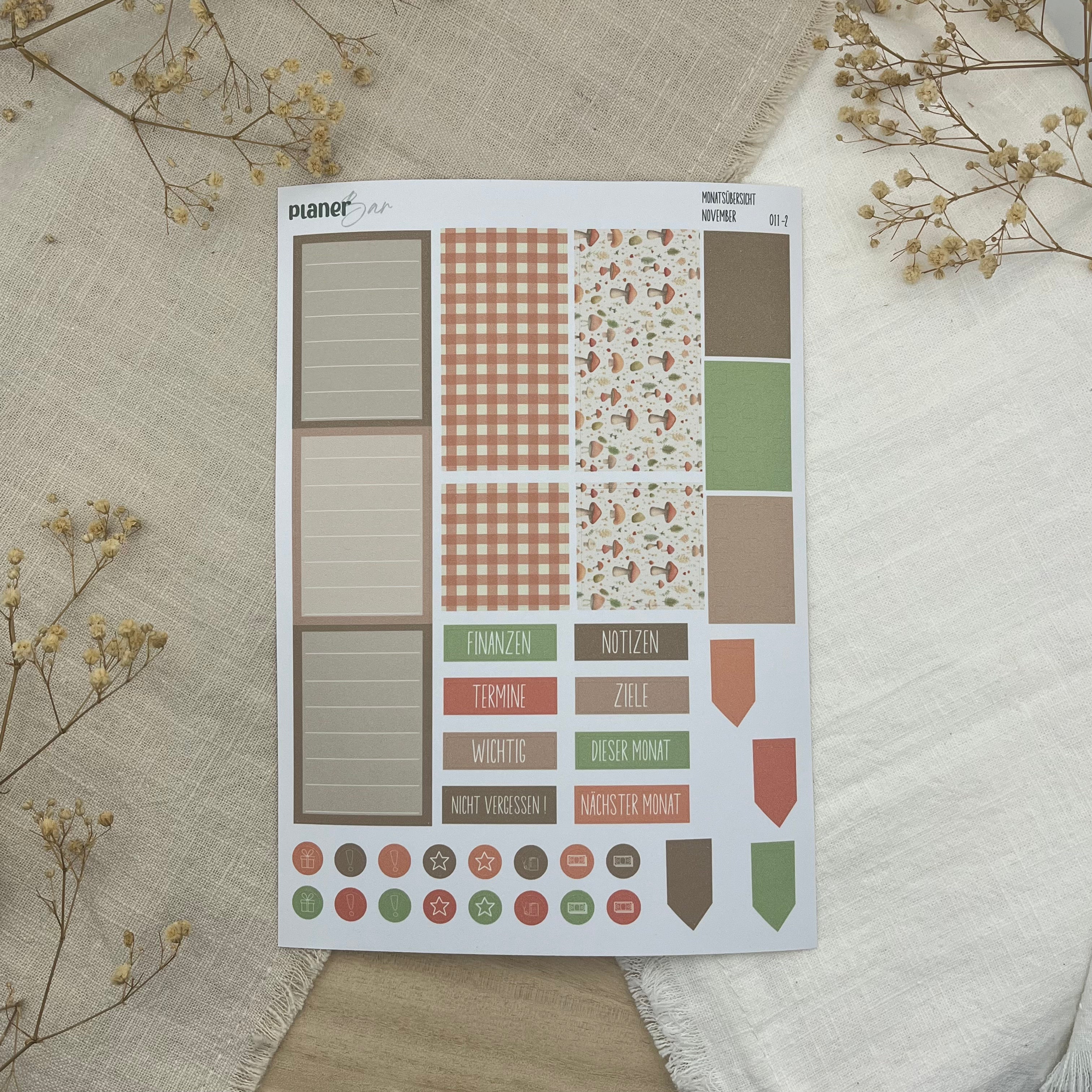 November - Little November Things - Sticker Sheet Monatsübersicht - Set 011