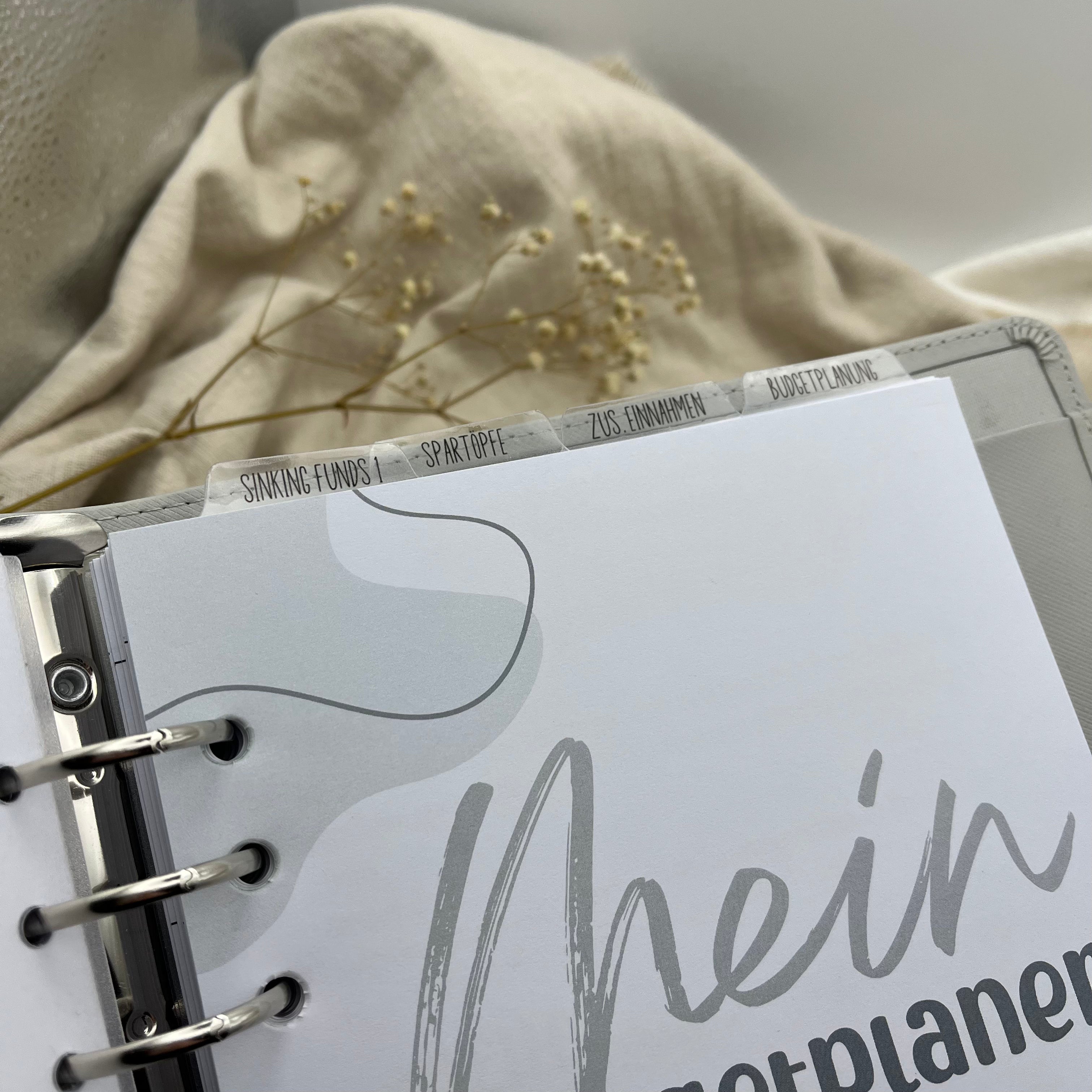 Register Tabs für den Budgetplaner