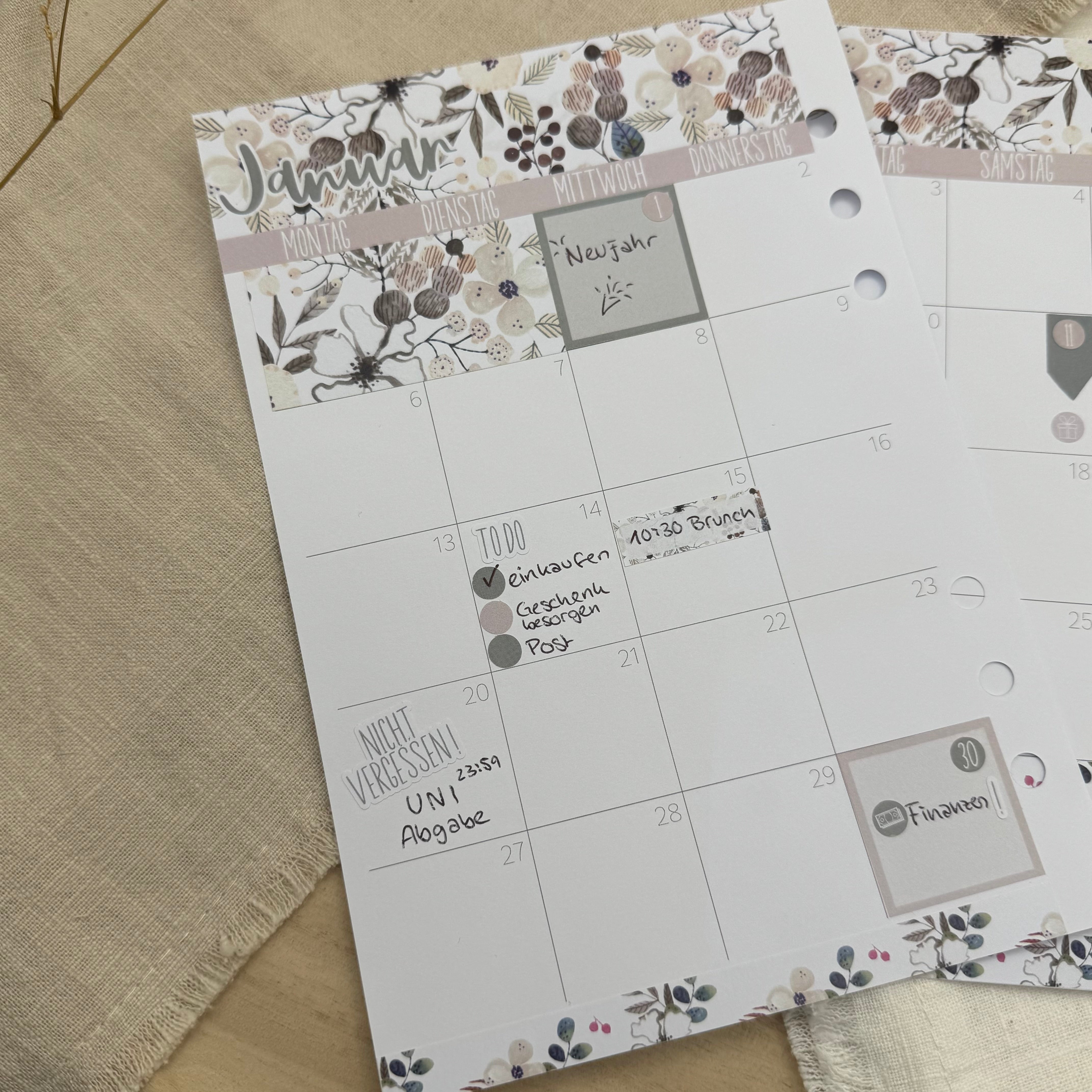 Januar - Winter Bloom - Sticker Sheet Monatsübersicht - Set 001