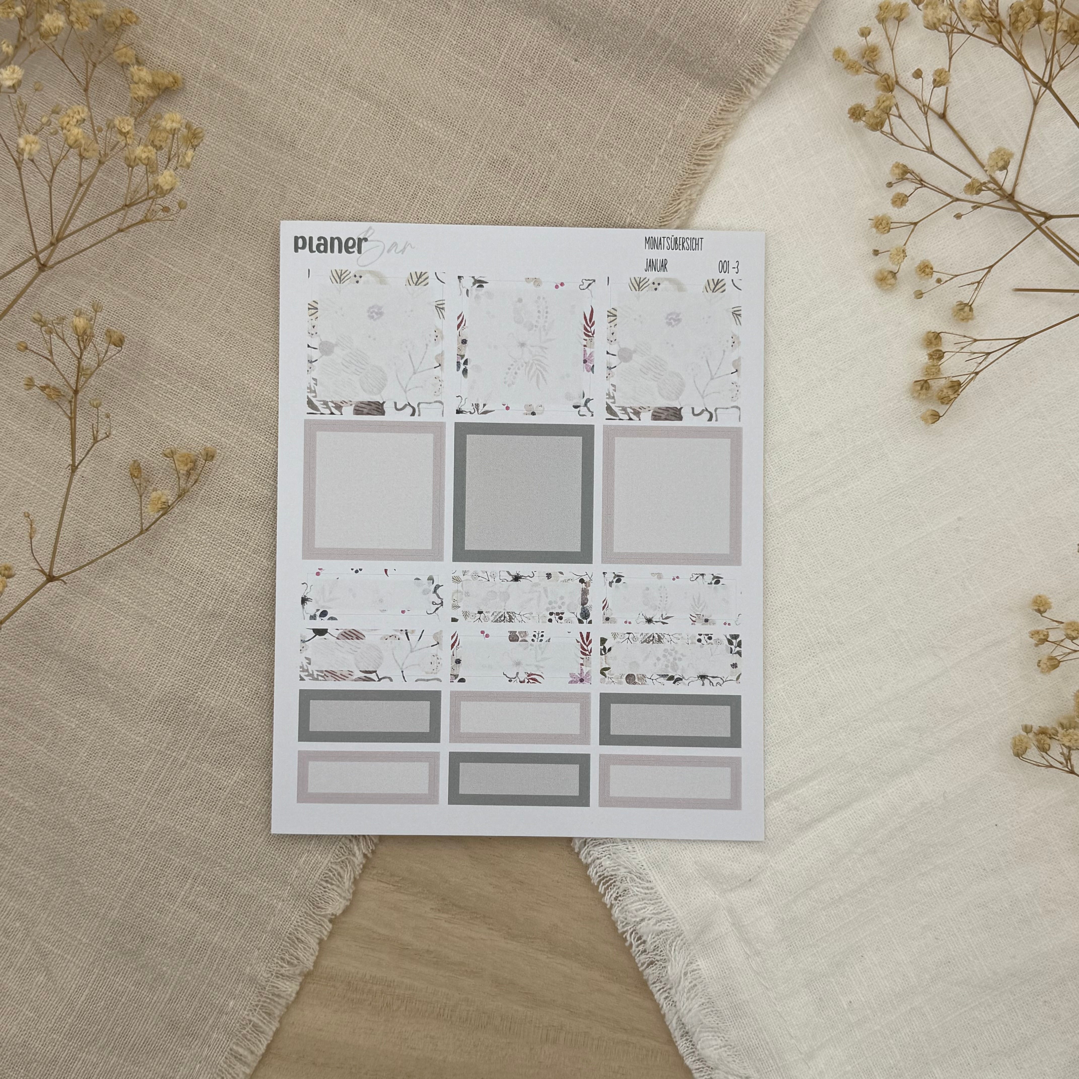 Januar - Winter Bloom - Sticker Sheet Monatsübersicht - Set 001