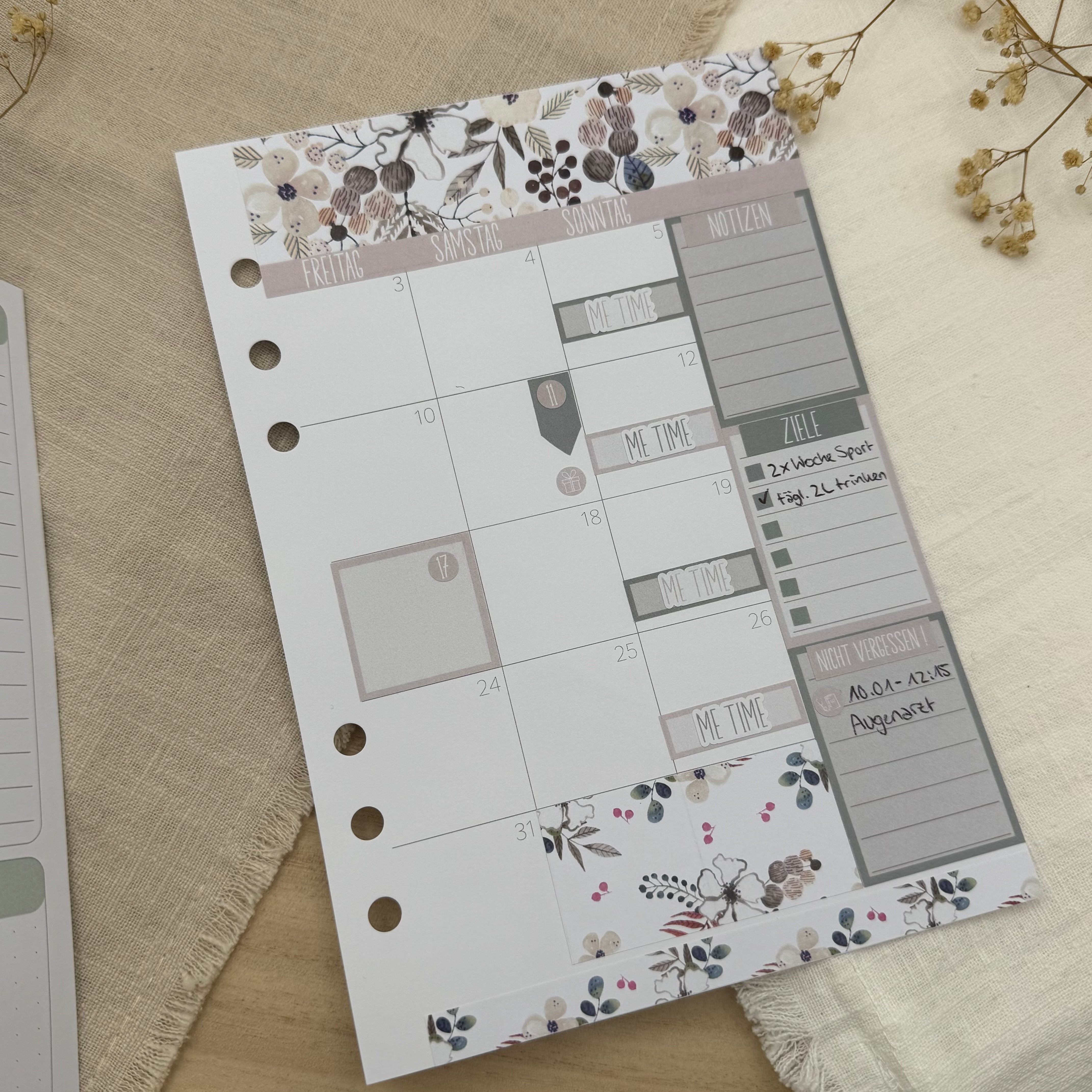 Januar - Winter Bloom - Sticker Sheet Monatsübersicht - Set 001