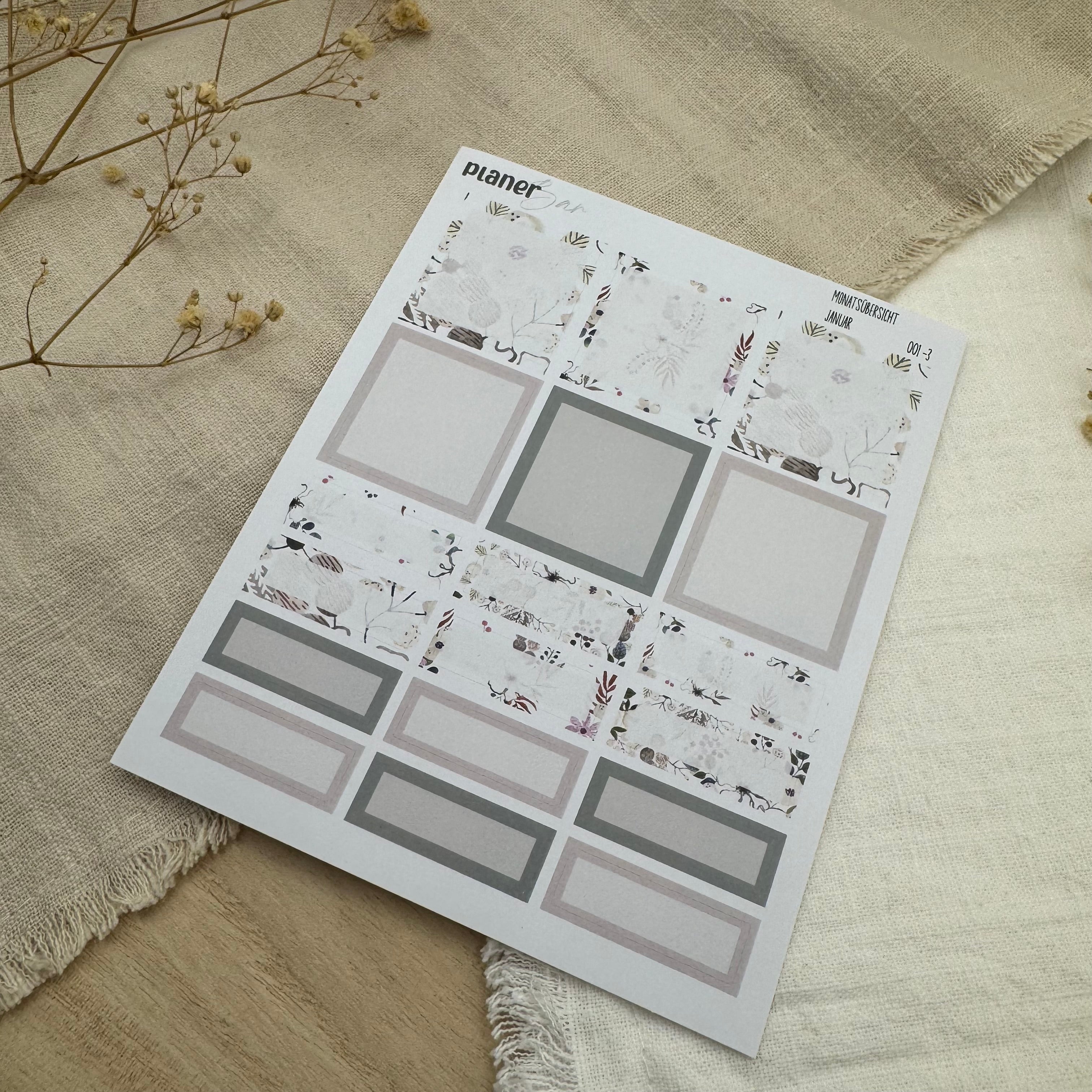 Januar - Winter Bloom - Sticker Sheet Monatsübersicht - Set 001