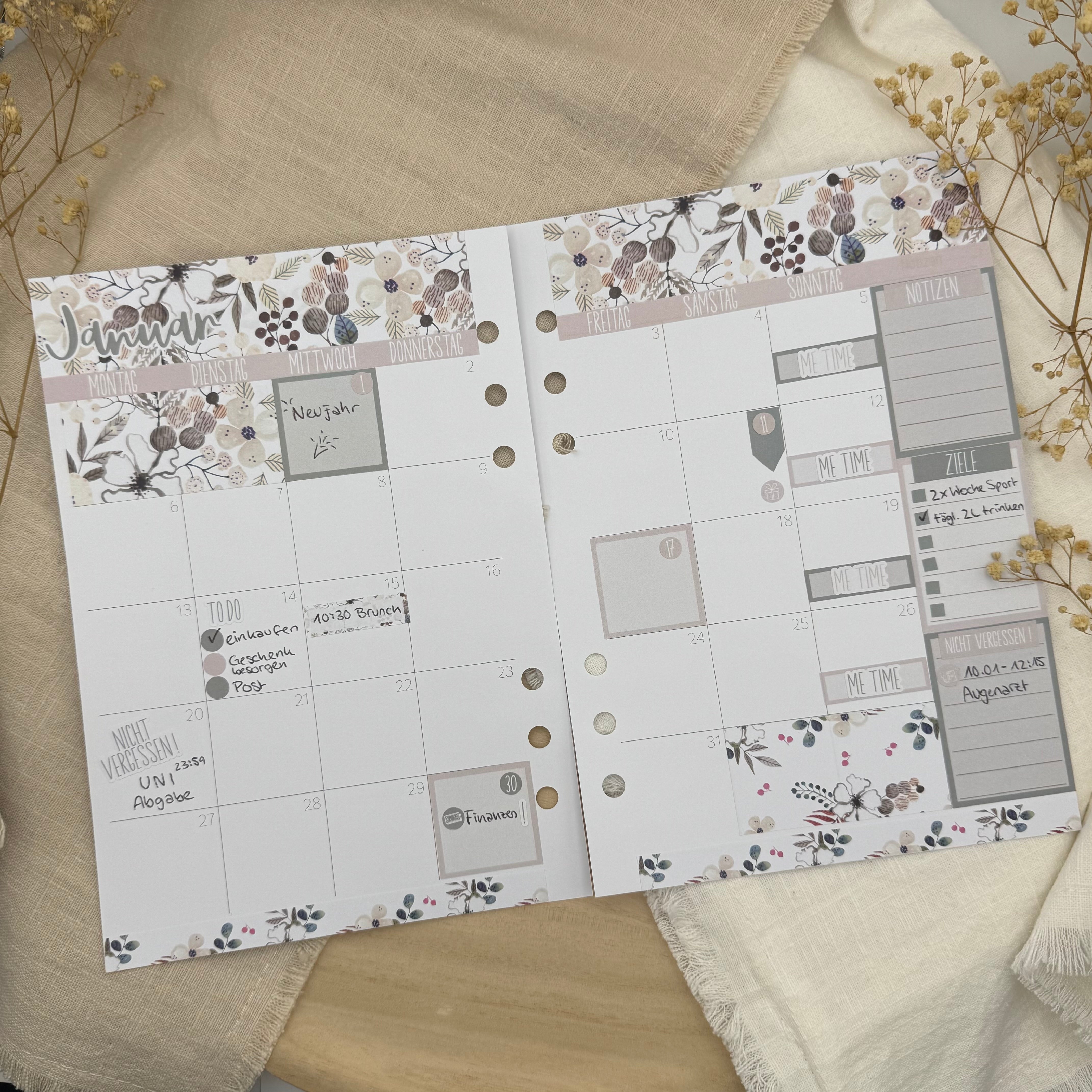 Januar - Winter Bloom - Sticker Sheet Monatsübersicht - Set 001