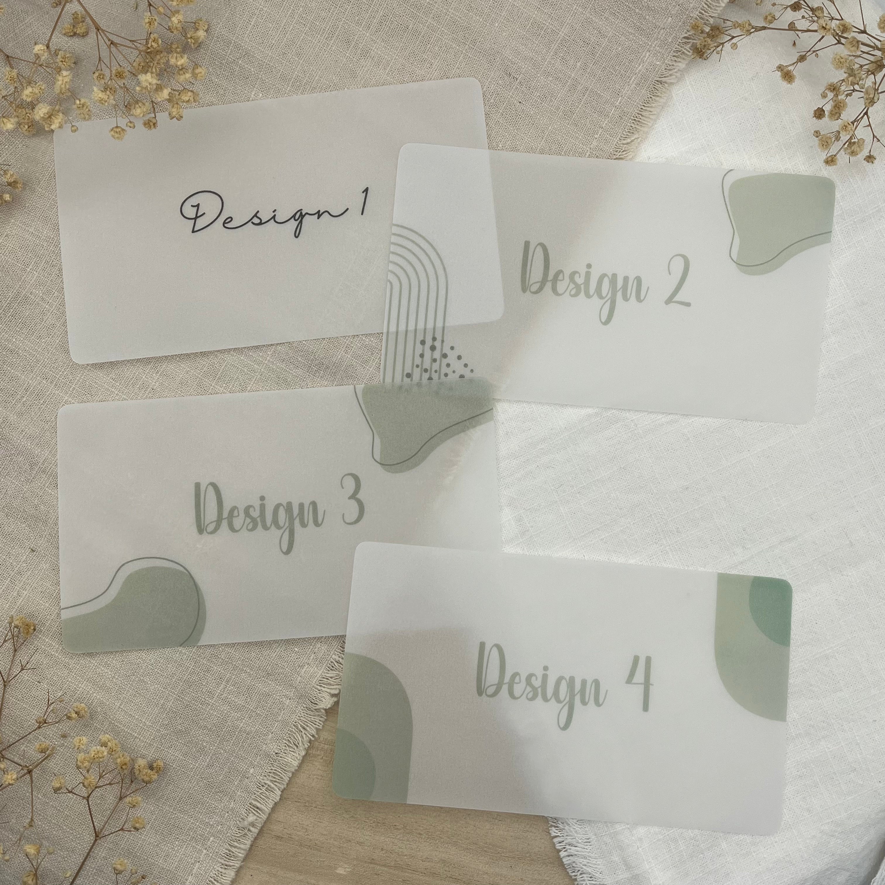 Transparente Dashboards mit Wunschaufschrift (laminiert)