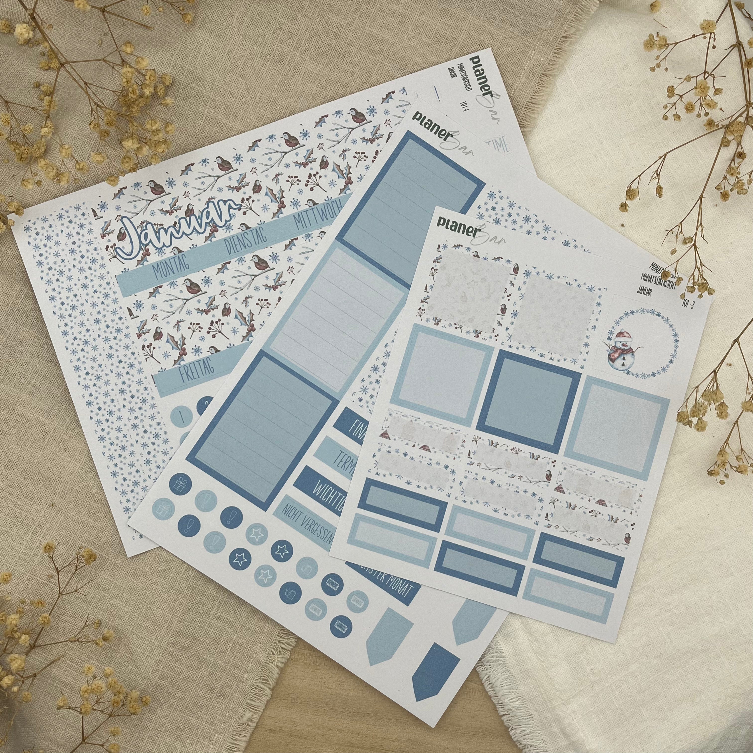 Januar - Winter Wonderland - Sticker Sheet Monatsübersicht - Set 101