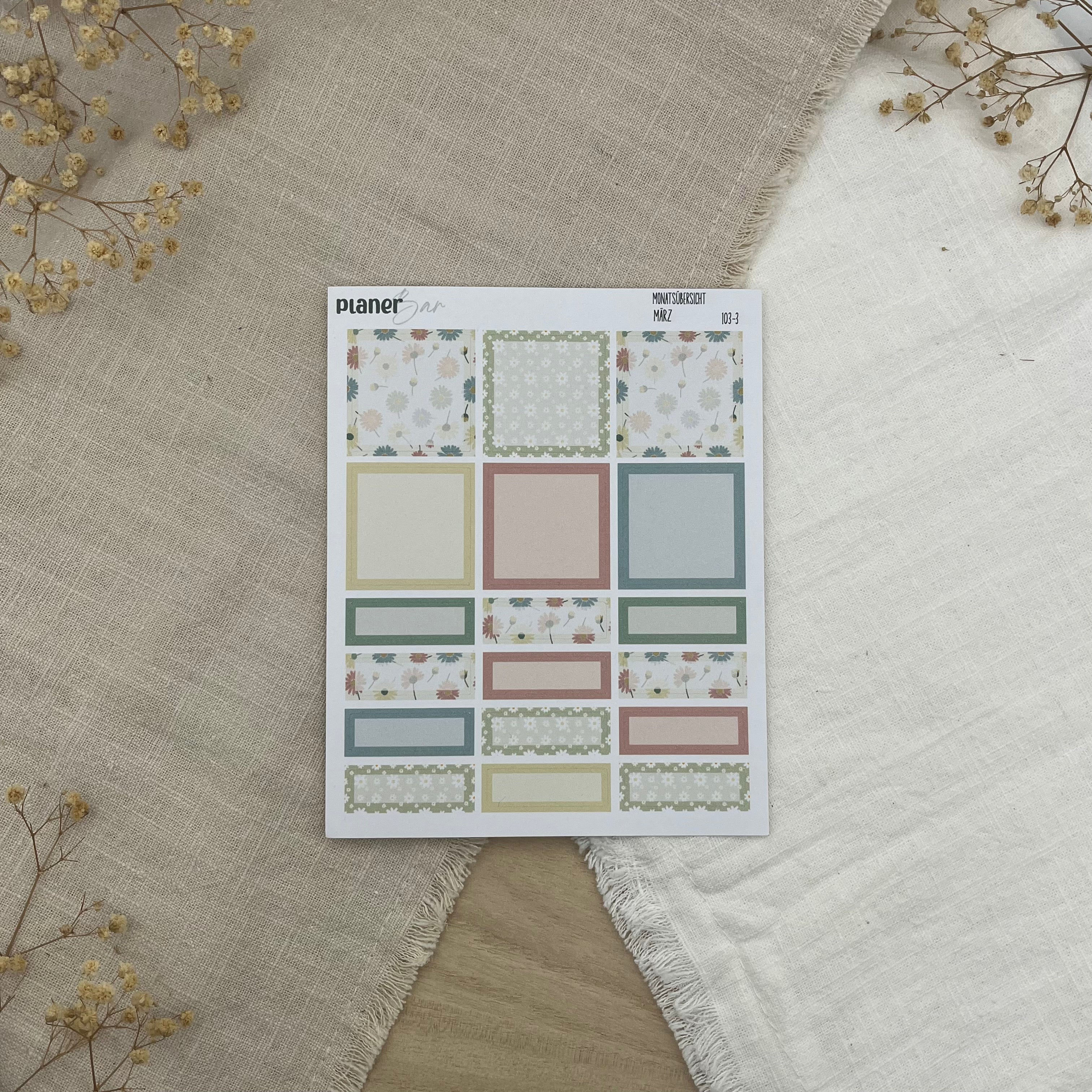 März - Daisy Days- Sticker Sheet Monatsübersicht - Set 103