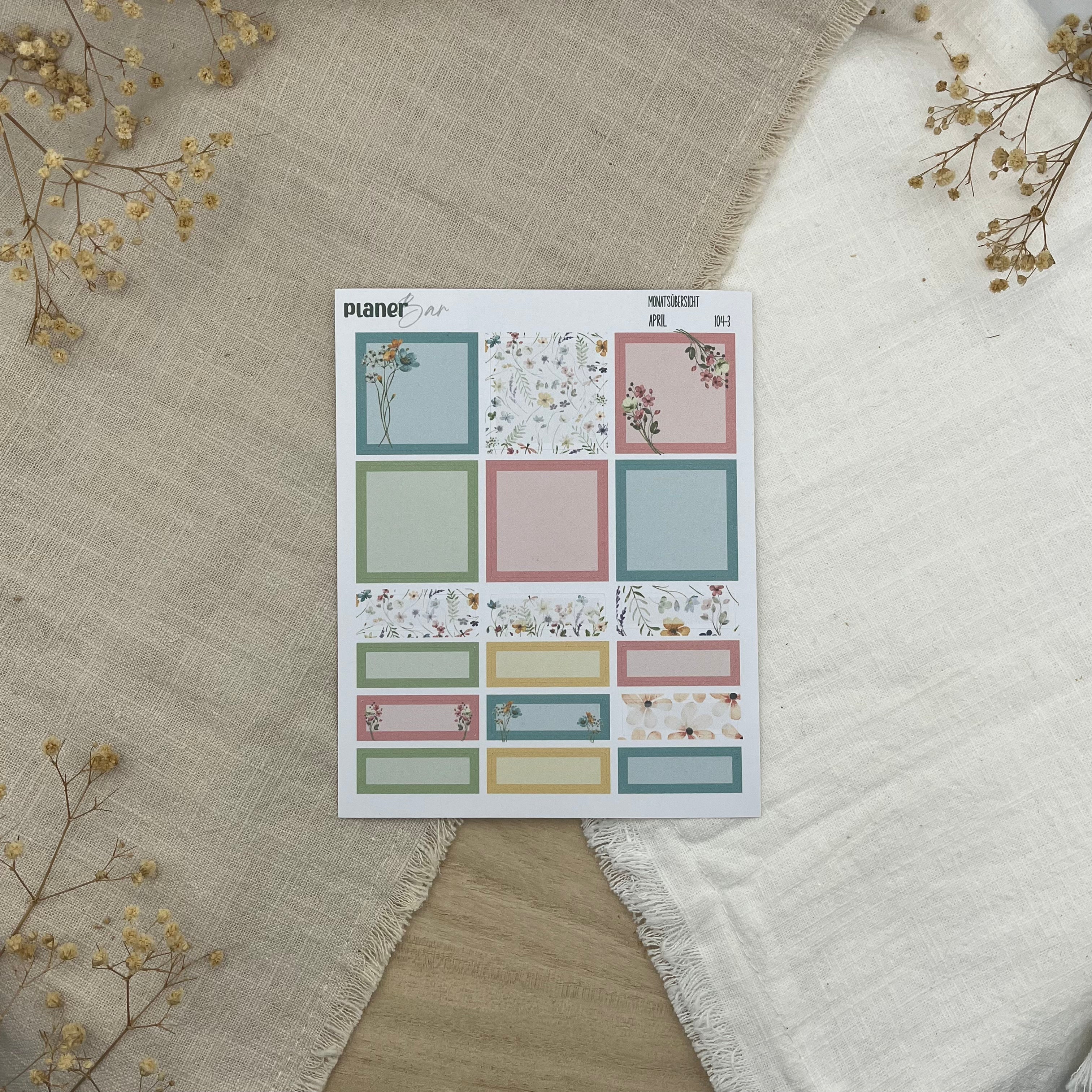April - Wildflower Garden Sticker Sheet Monatsübersicht - Set 104
