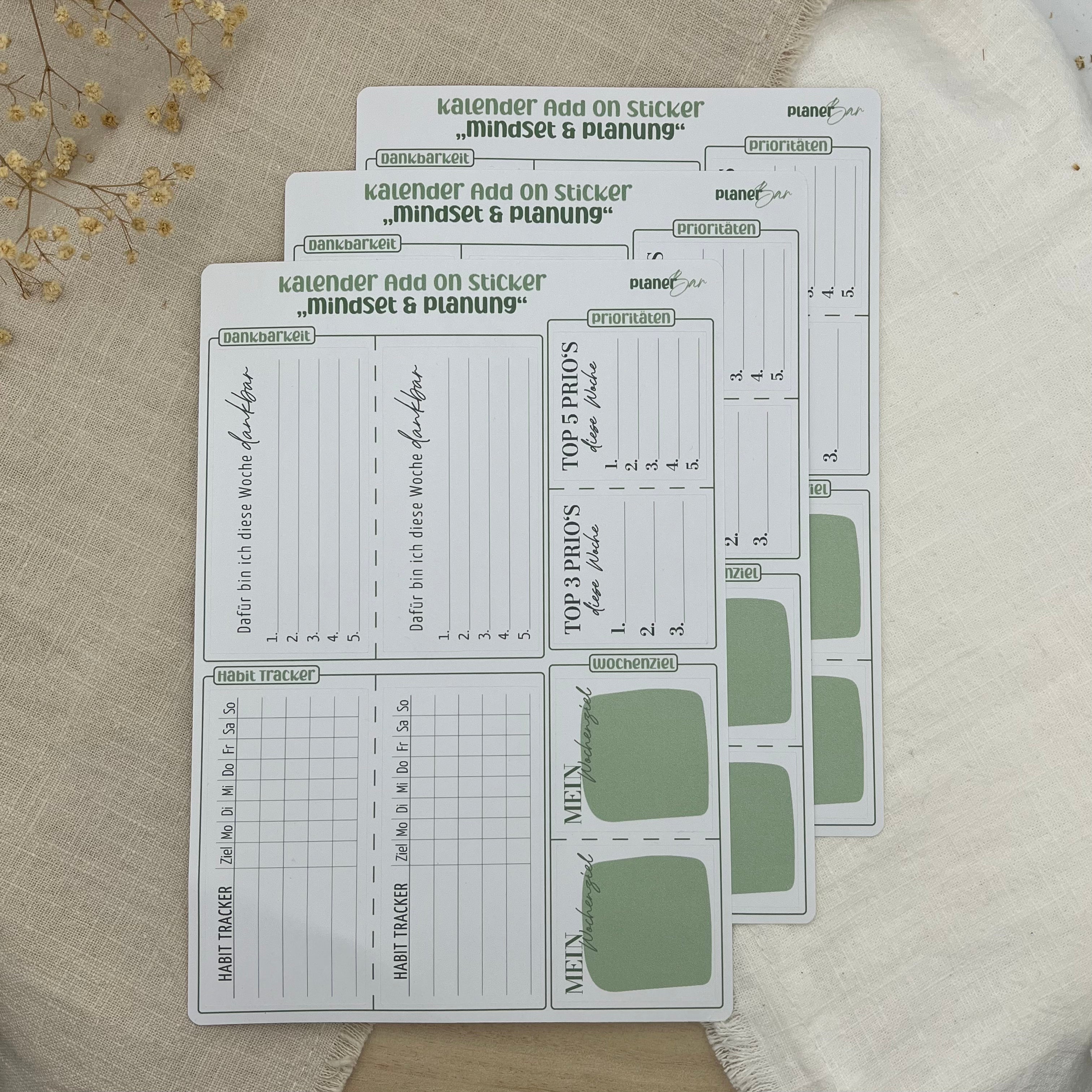 Kalender Add On Sticker - Mindset & Planung