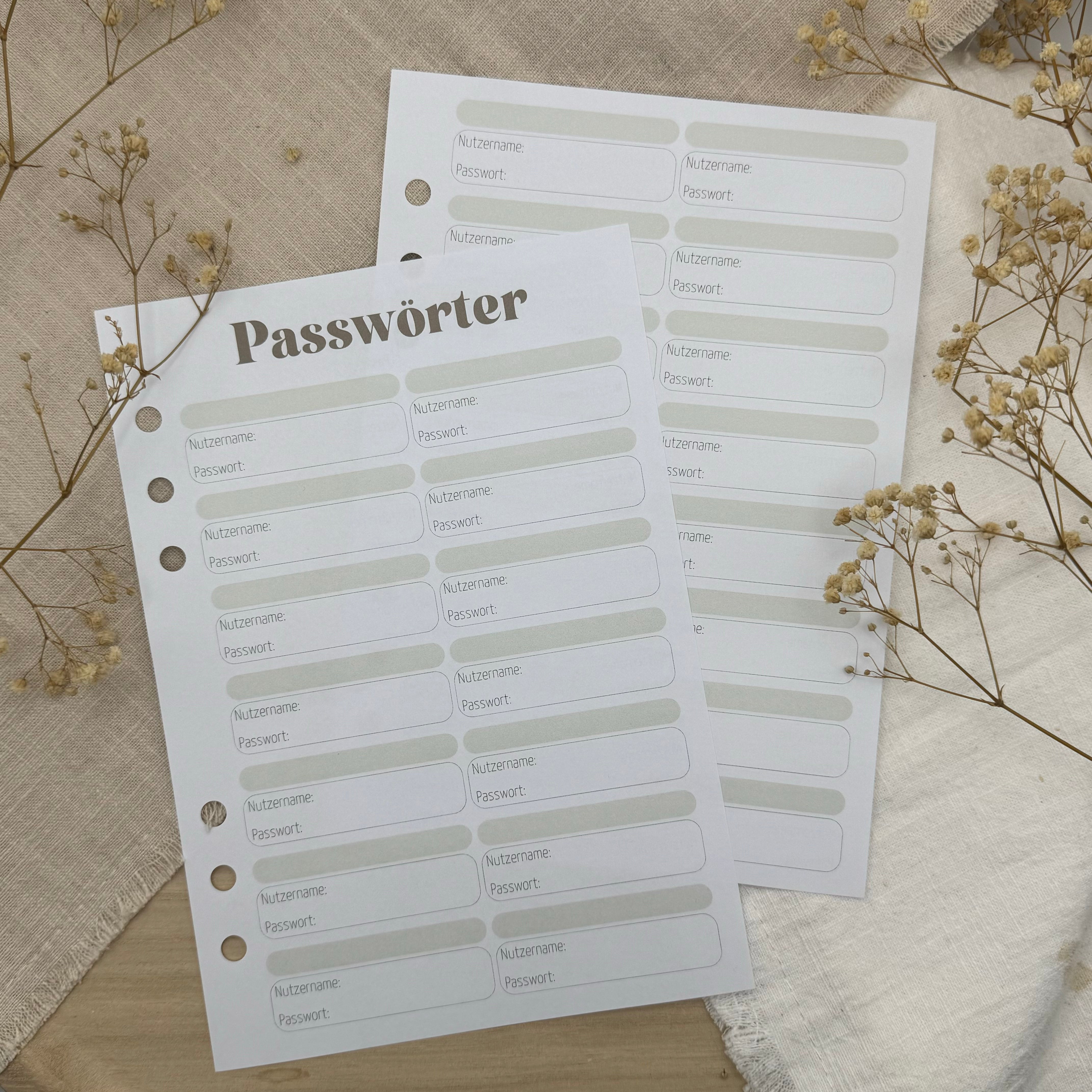 Passwortliste - Zusatzeinlage