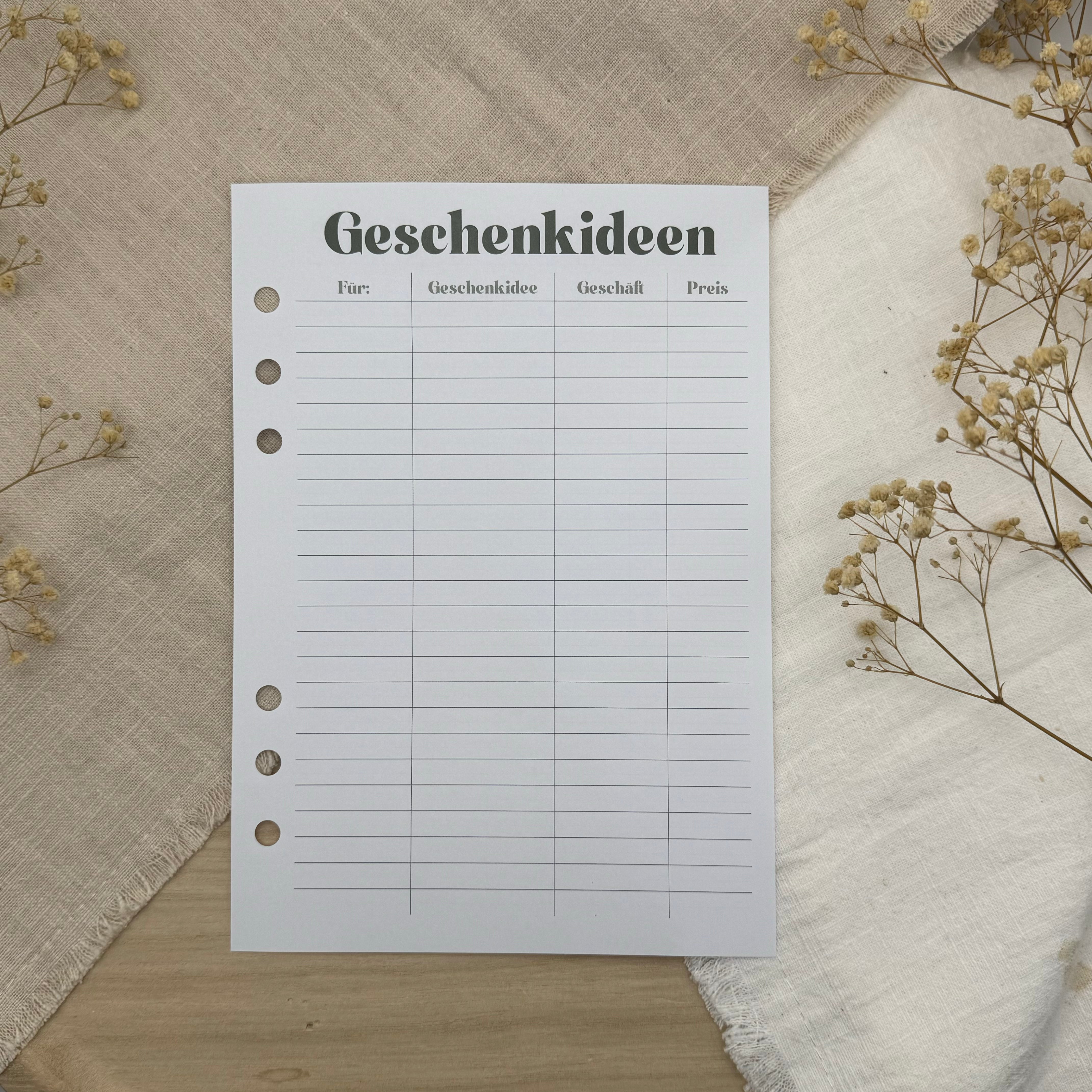 Geschenkideen - Zusatzeinlage