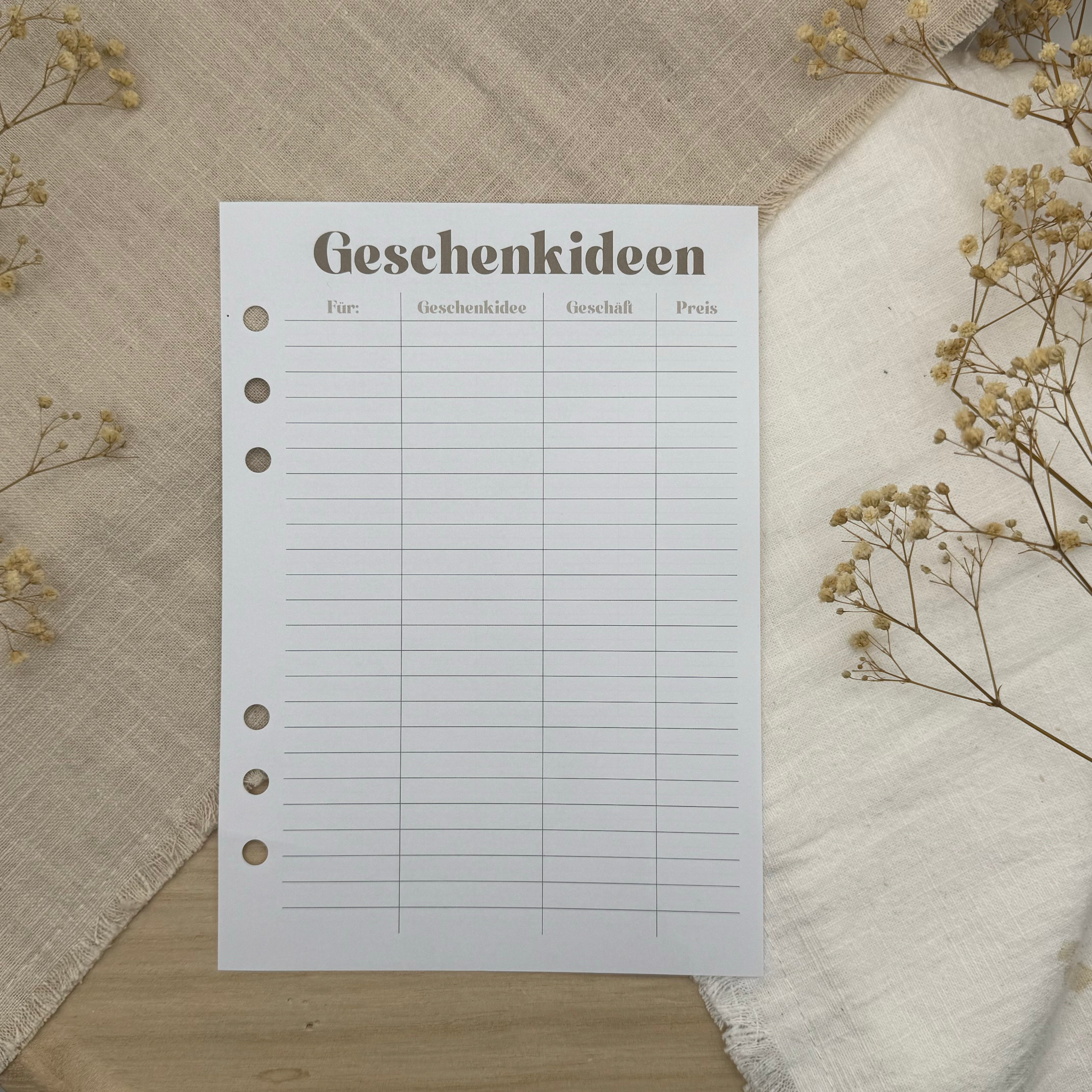 Geschenkideen - Zusatzeinlage