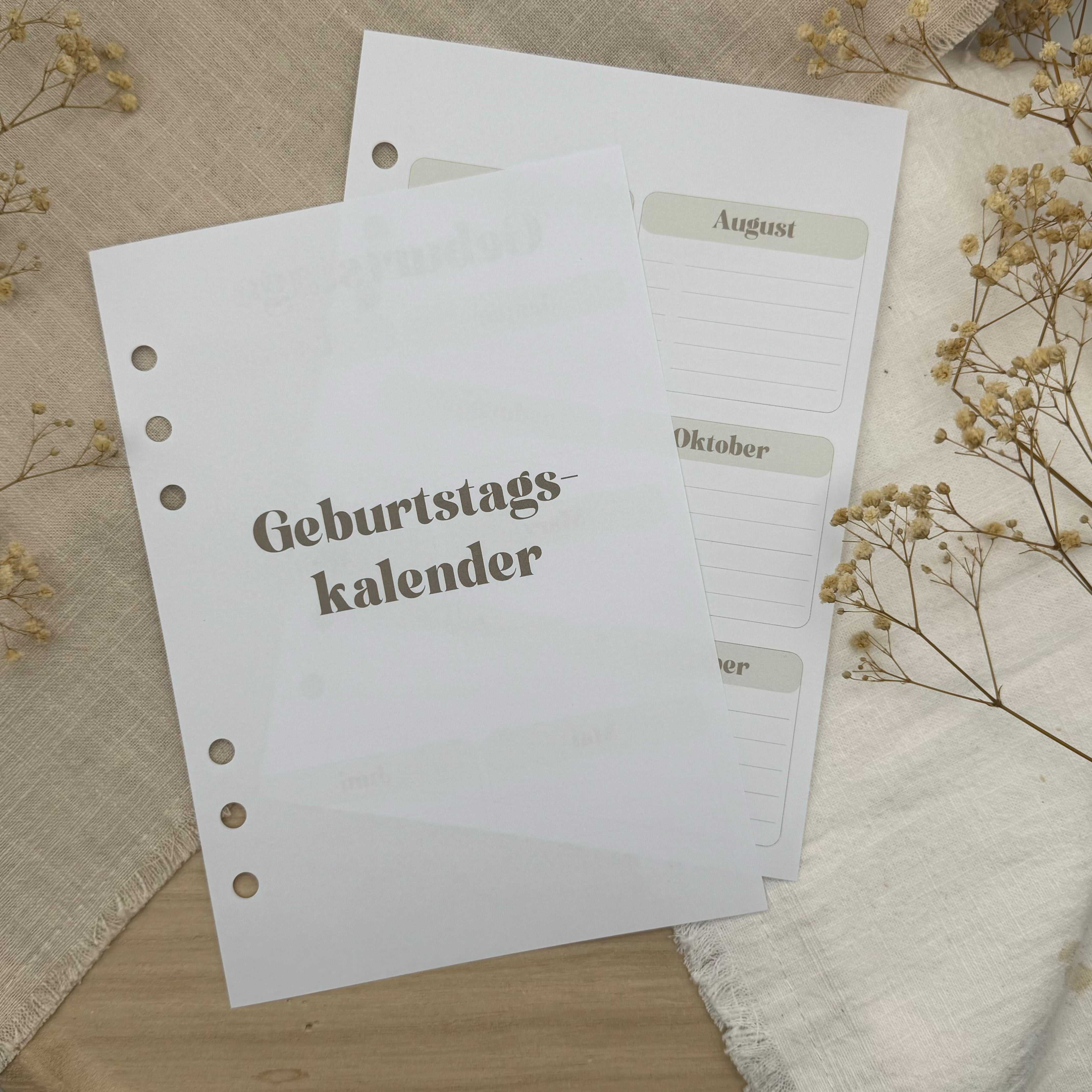 Geburtstagskalender - Zusatzeinlage