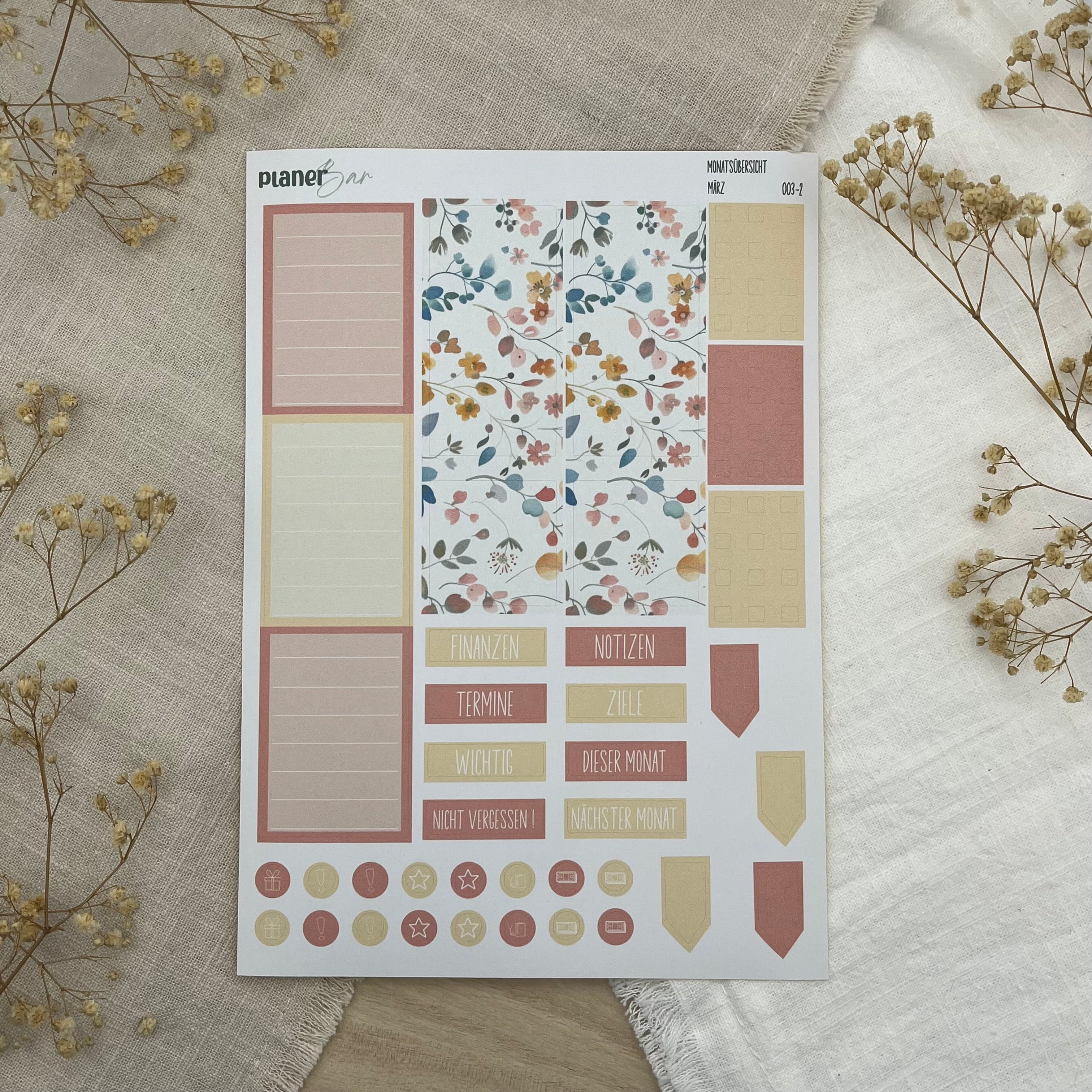März - Spring Bliss - Sticker Sheet Monatsübersicht - Set 003