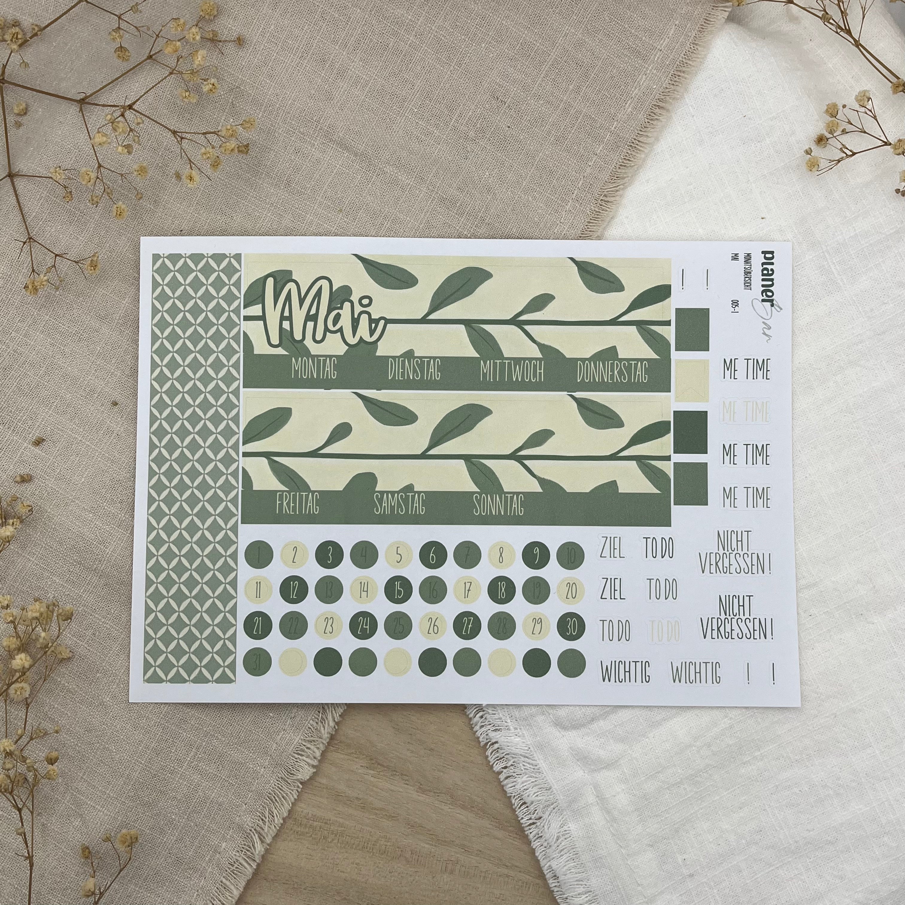 Mai - Nature Notes - Sticker Sheet Monatsübersicht - Set 005