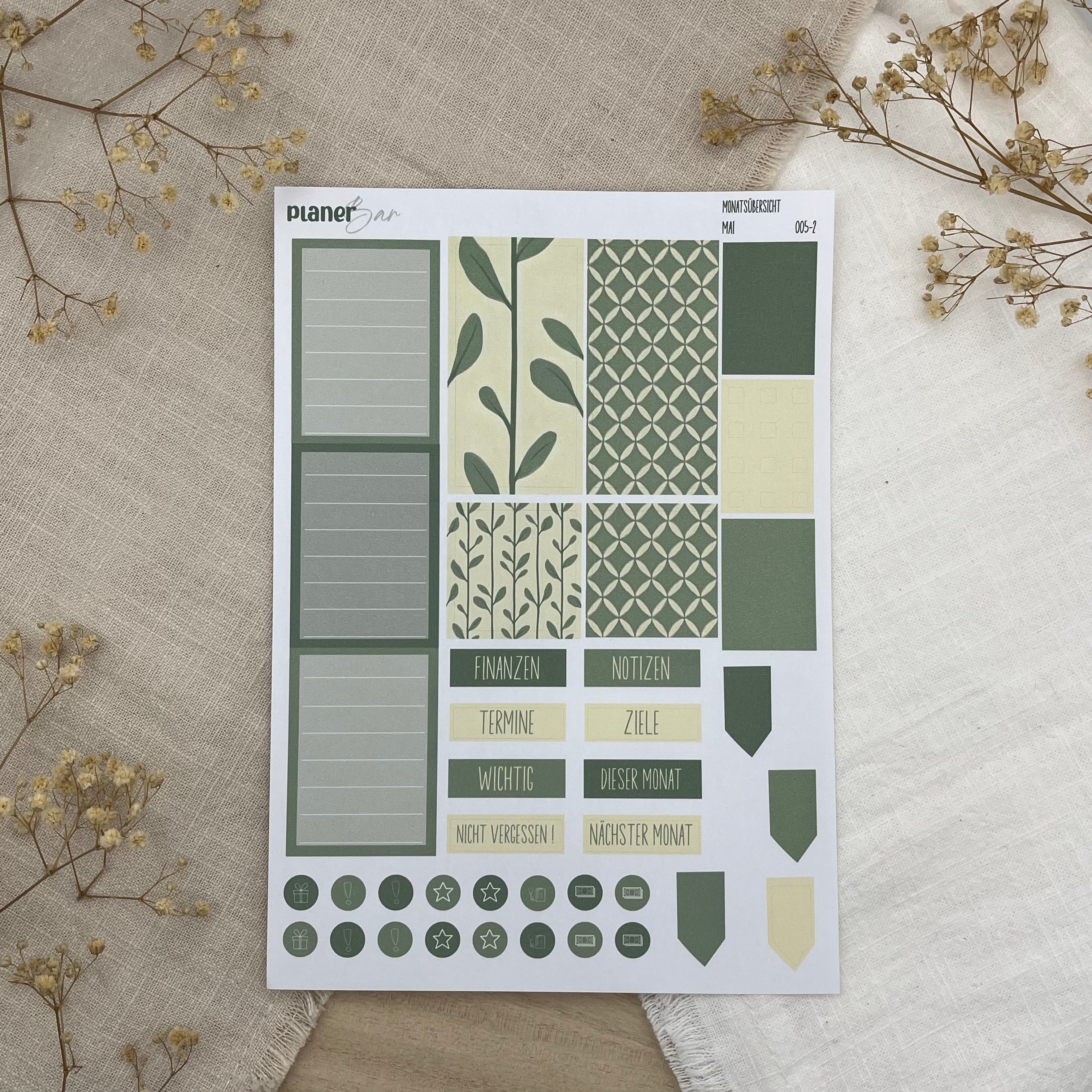 Mai - Nature Notes - Sticker Sheet Monatsübersicht - Set 005