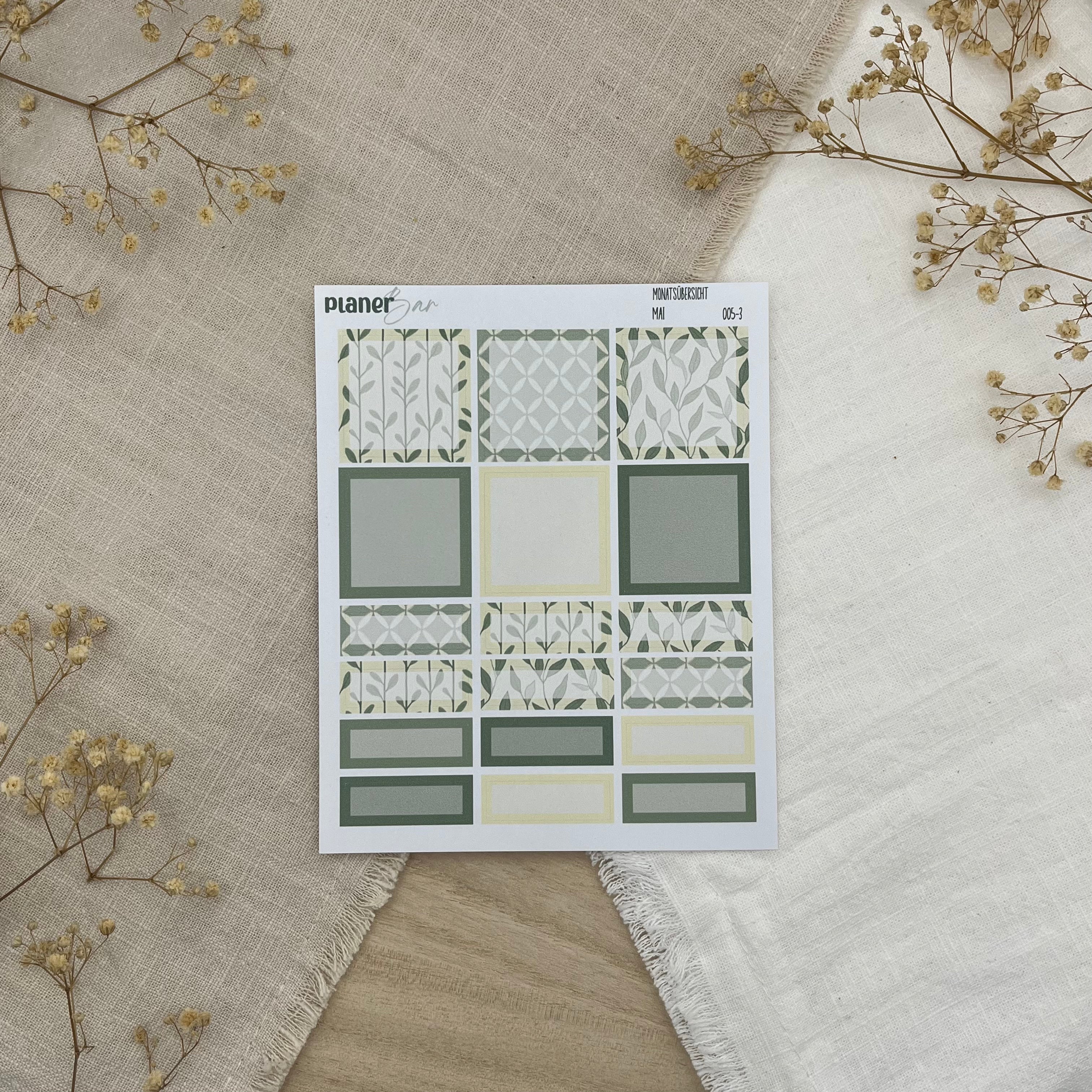 Mai - Nature Notes - Sticker Sheet Monatsübersicht - Set 005