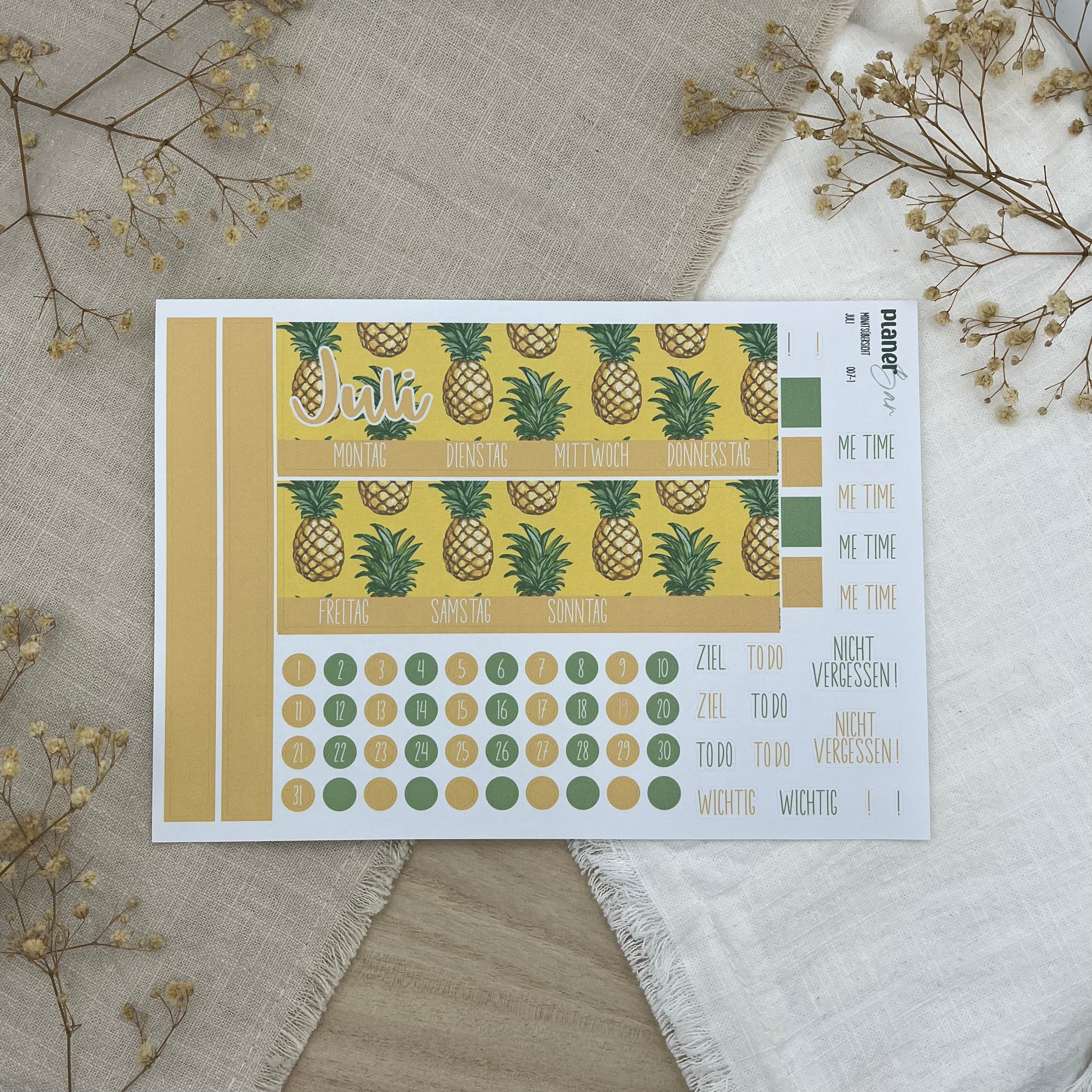 Juli - Tropic Twist - Sticker Sheet Monatsübersicht - Set 007