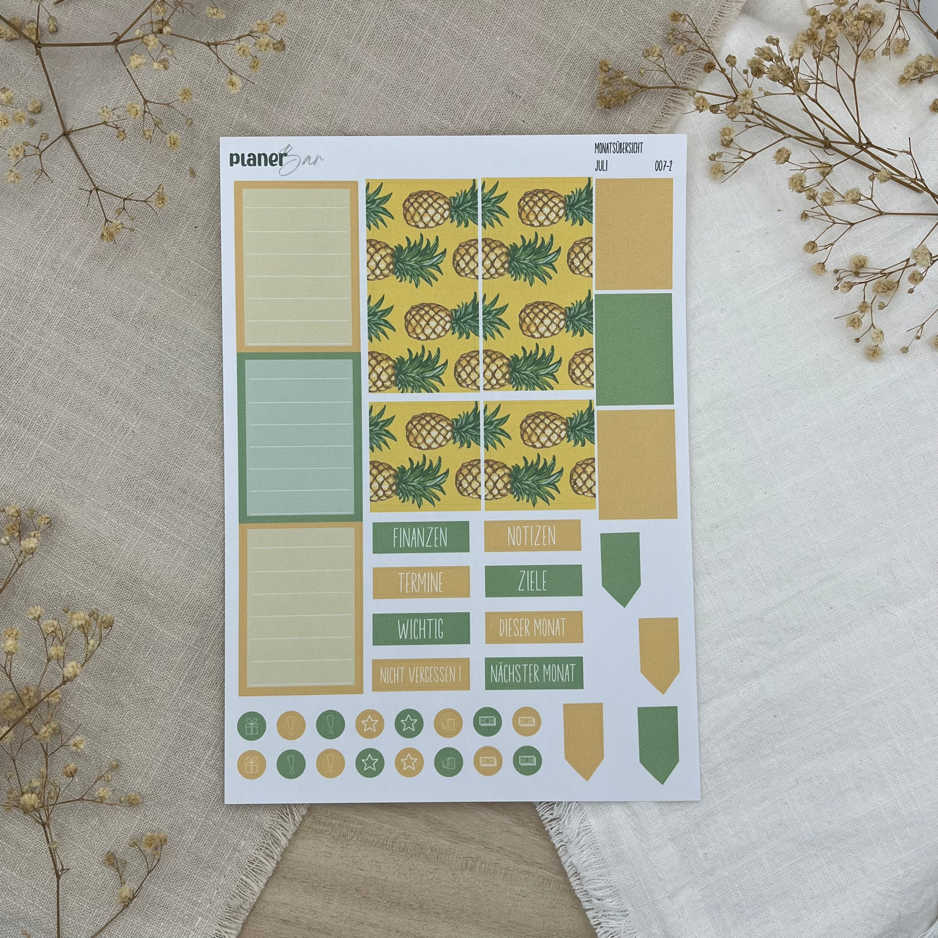 Juli - Tropic Twist - Sticker Sheet Monatsübersicht - Set 007