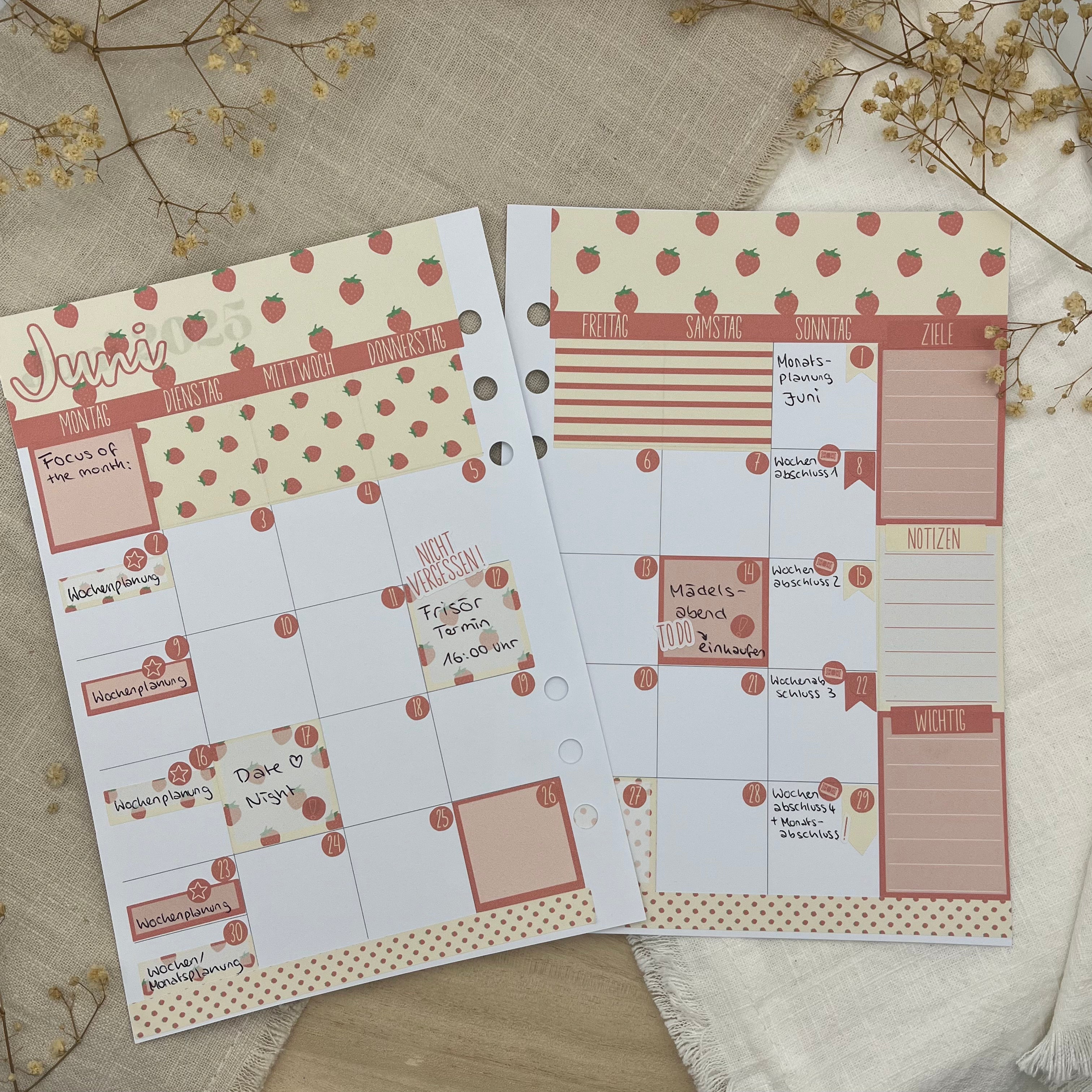 Juni - Sweet June - Sticker Sheet Monatsübersicht - Set 006