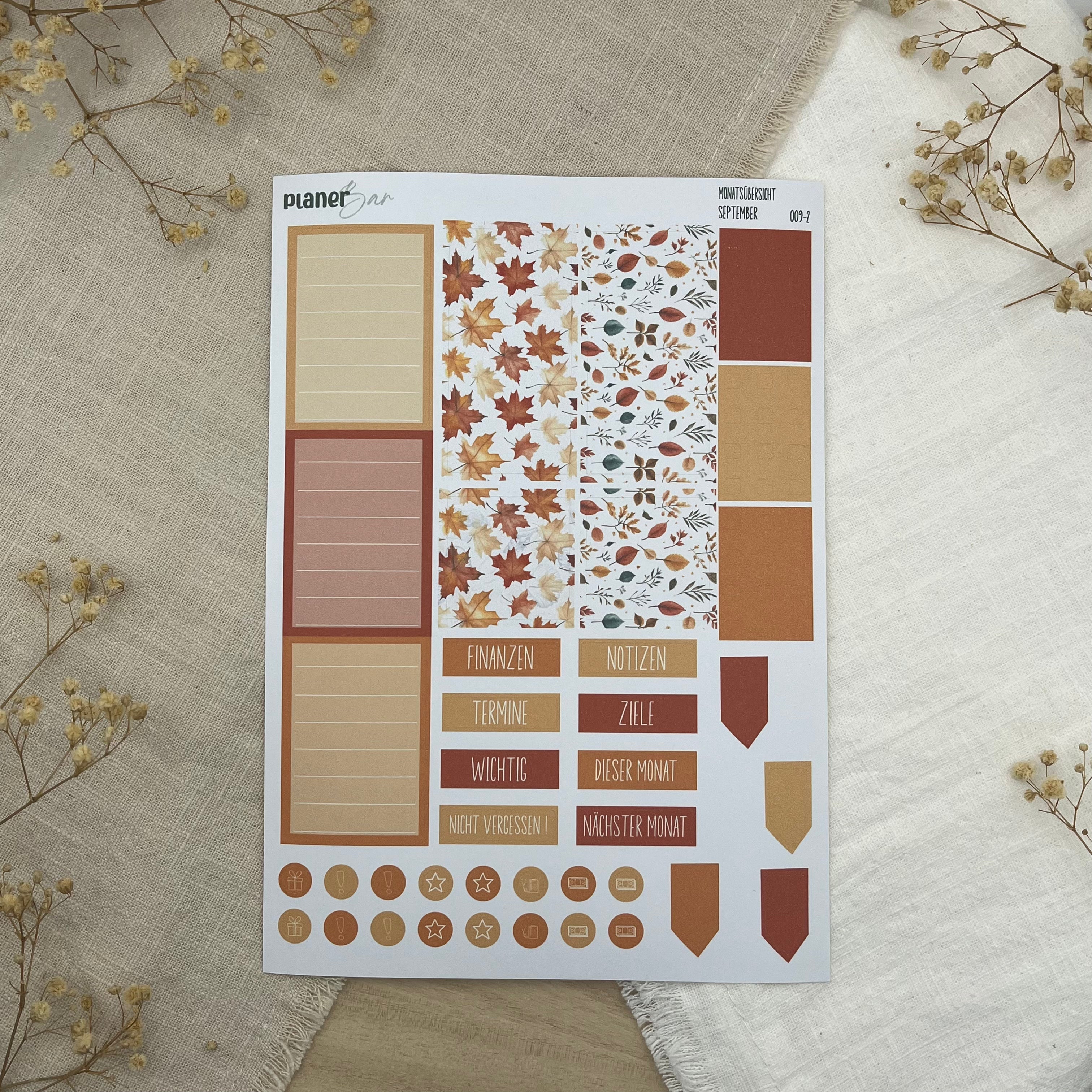 September - Golden Hour - Sticker Sheet Monatsübersicht - Set 009