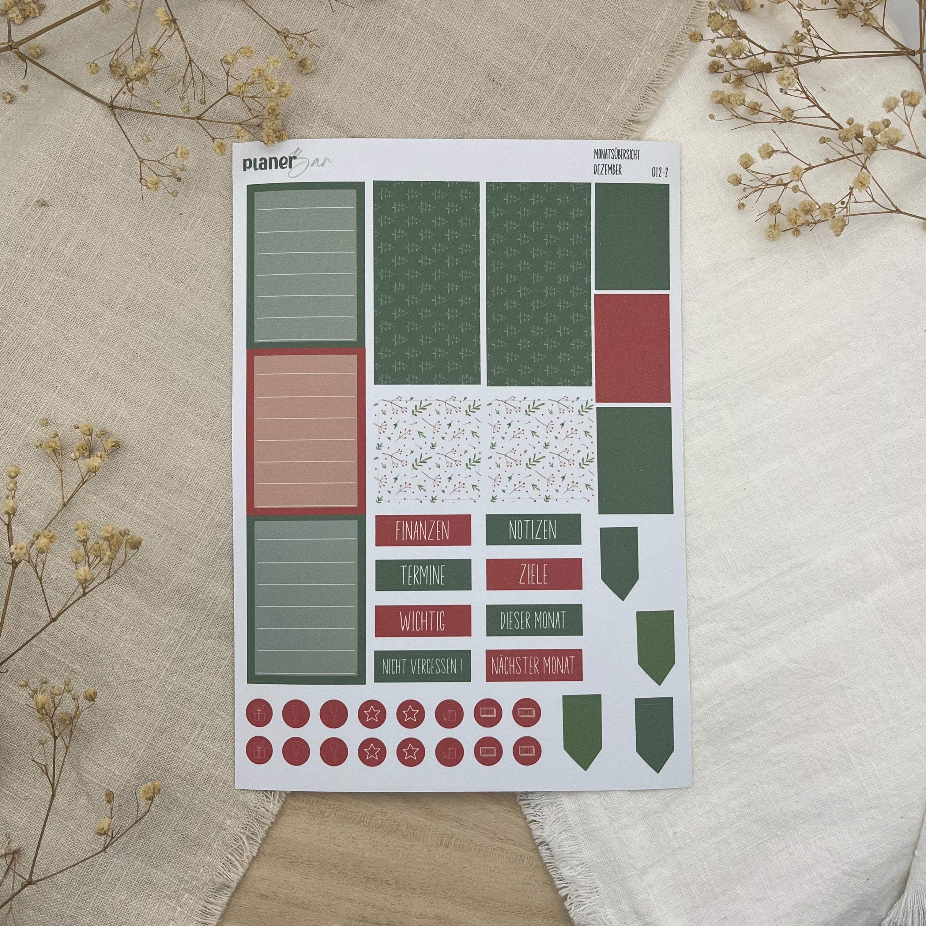 Dezember - December Forest - Sticker Sheet Monatsübersicht - Set 012