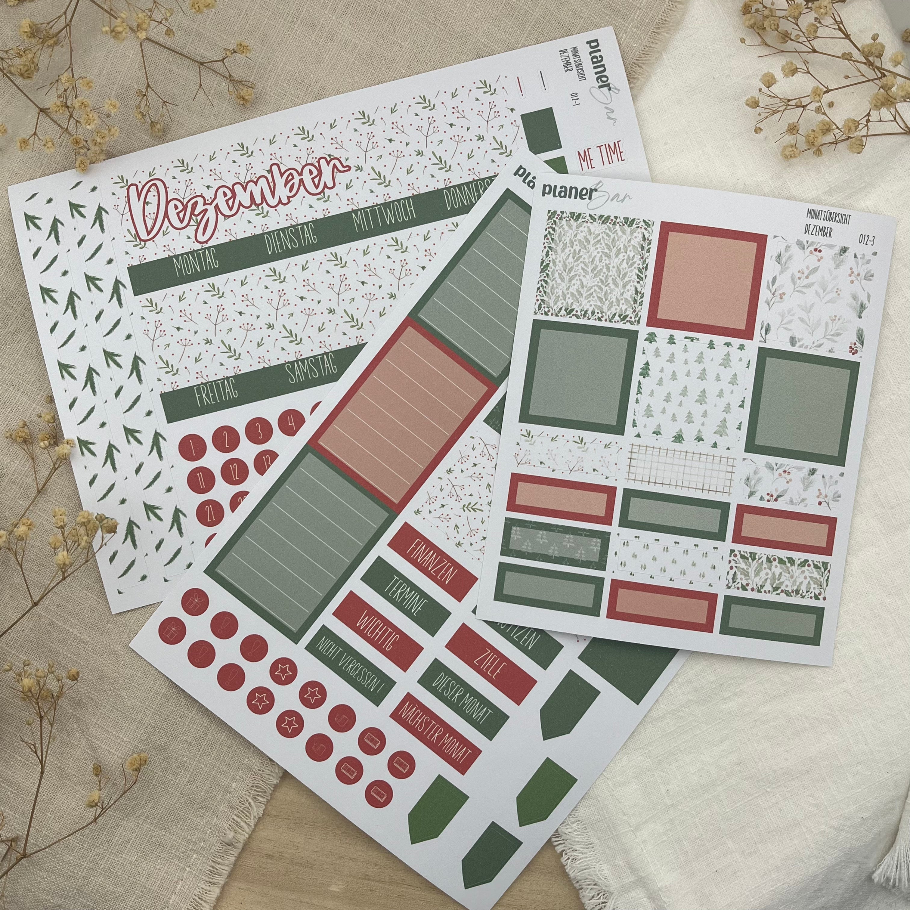 Dezember - December Forest - Sticker Sheet Monatsübersicht - Set 012