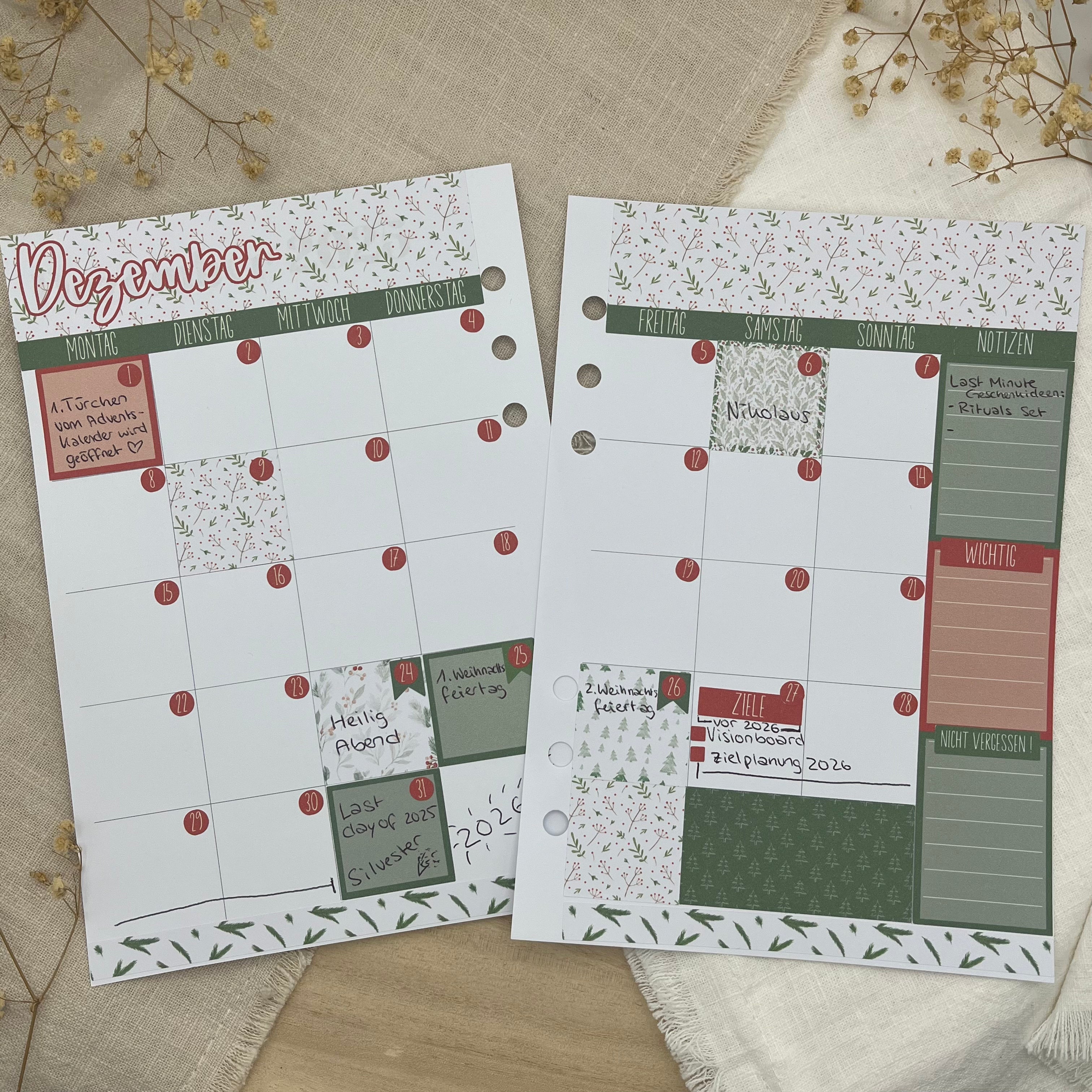 Dezember - December Forest - Sticker Sheet Monatsübersicht - Set 012